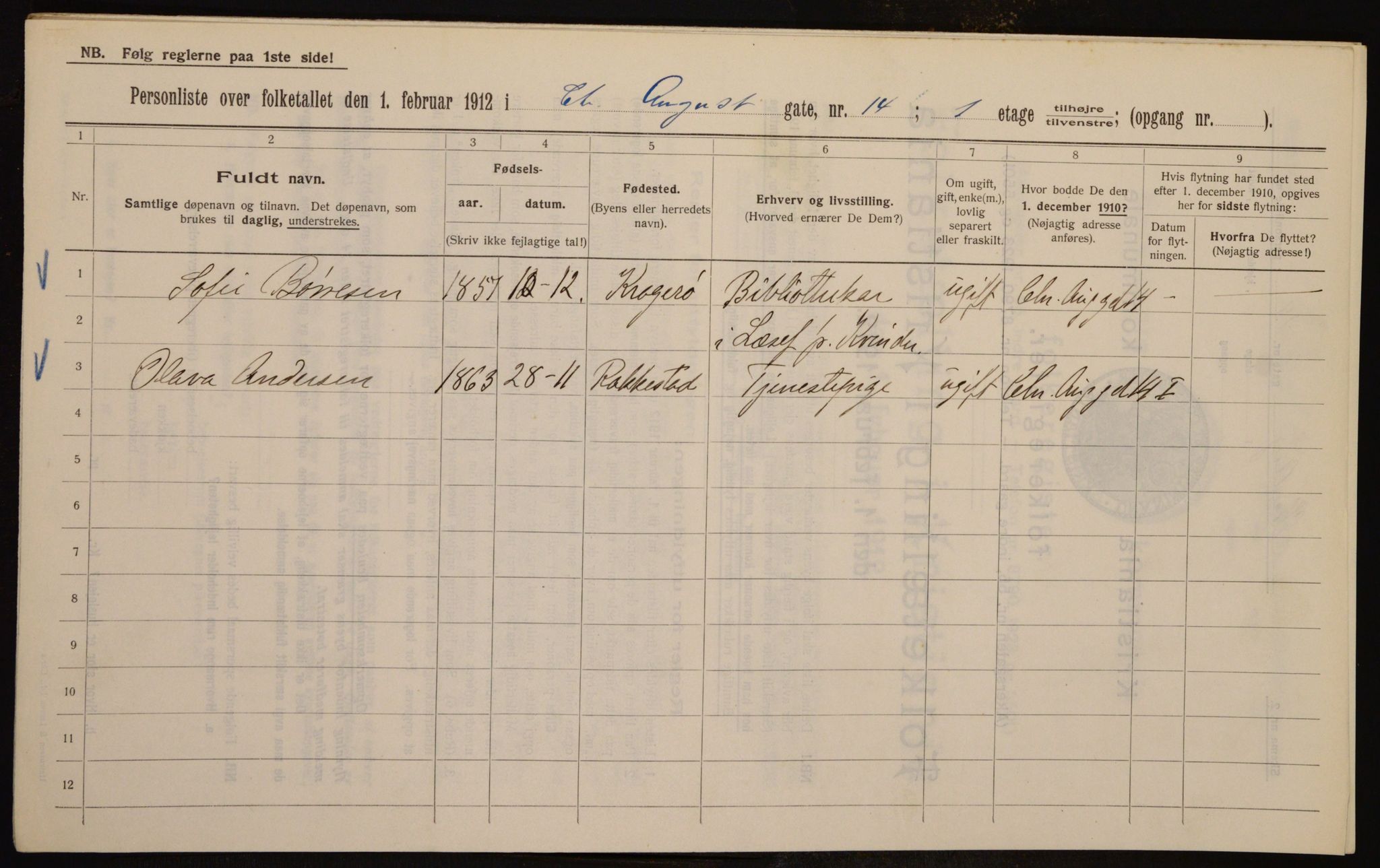 OBA, Kommunal folketelling 1.2.1912 for Kristiania, 1912, s. 54313