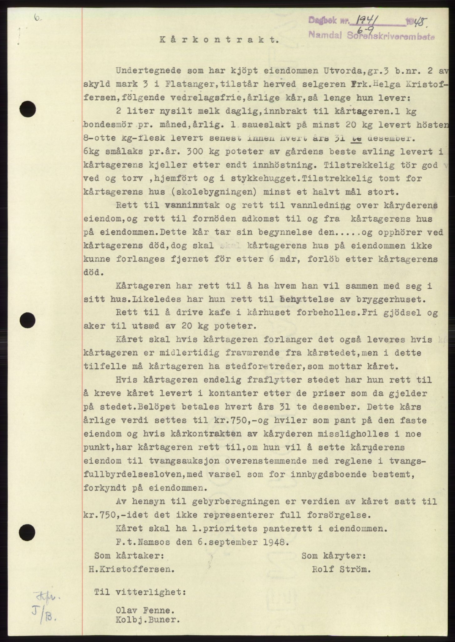 Namdal sorenskriveri, SAT/A-4133/1/2/2C: Pantebok nr. -, 1948-1948, Dagboknr: 1941/1948