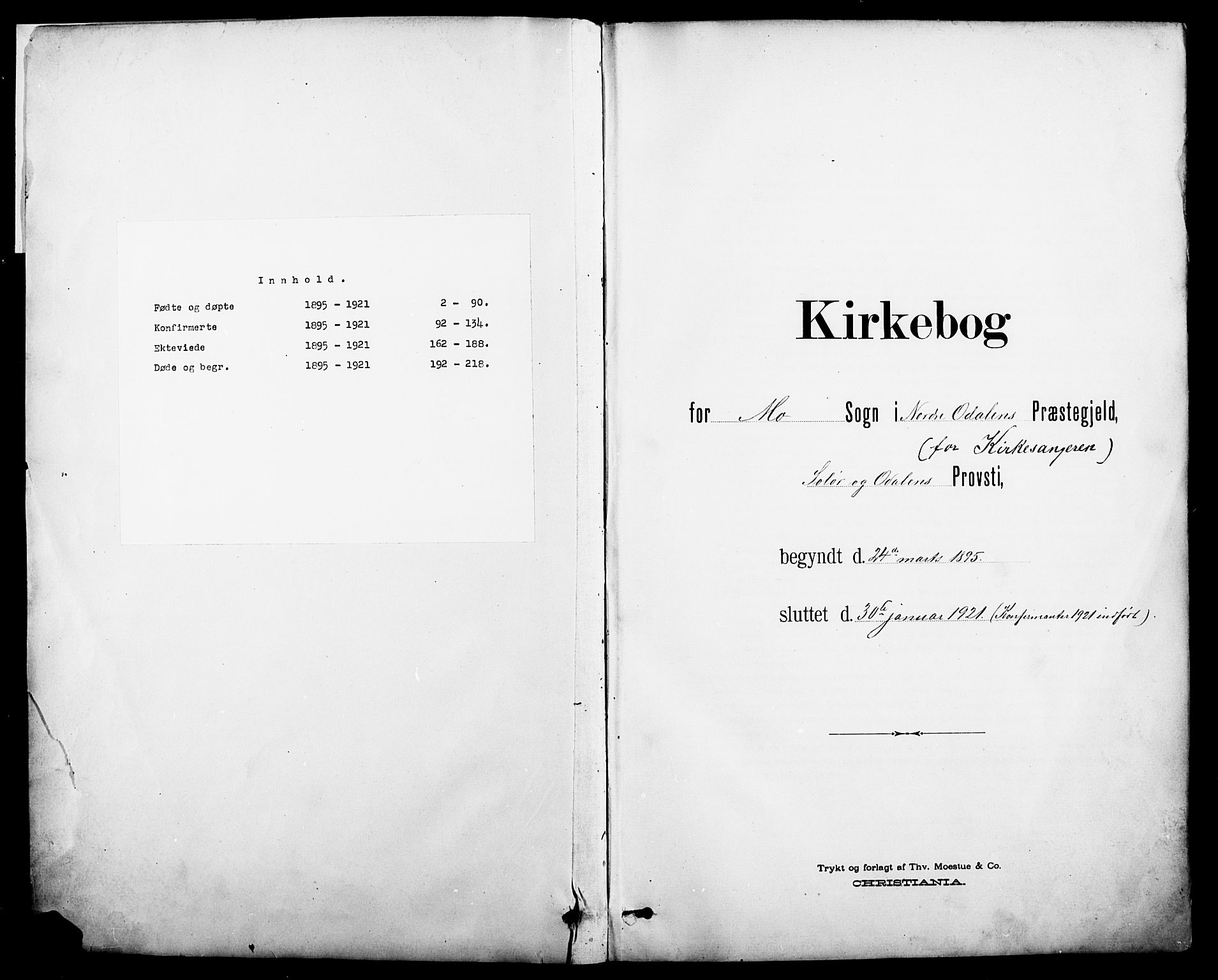 Nord-Odal prestekontor, SAH/PREST-032/H/Ha/Hab/L0002: Klokkerbok nr. 2, 1895-1921