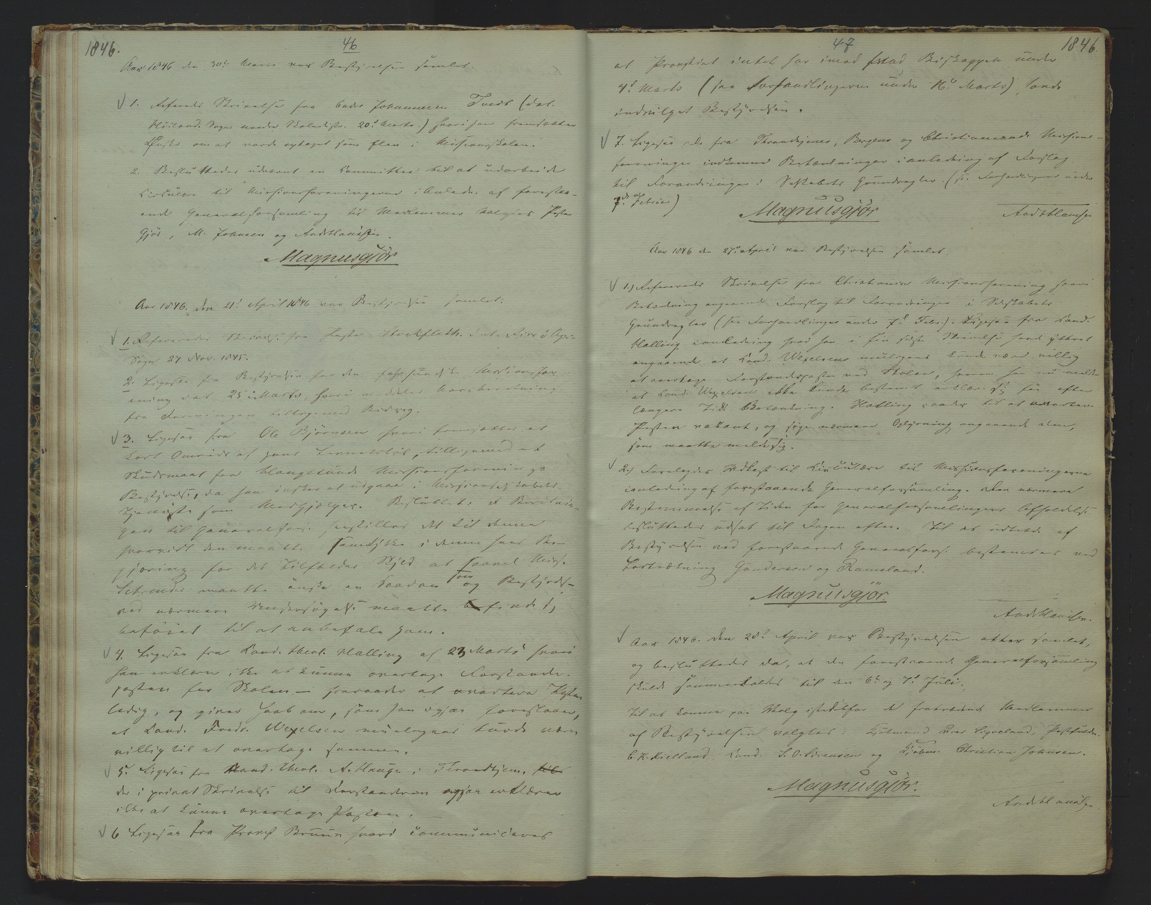 Det Norske Misjonsselskap - hovedadministrasjonen, VID/MA-A-1045/D/Da/Daa/L0006: Styreprotokoll nr. I, 12. august 1842 - 6. oktober 1853, 1842-1853, s. 46-47