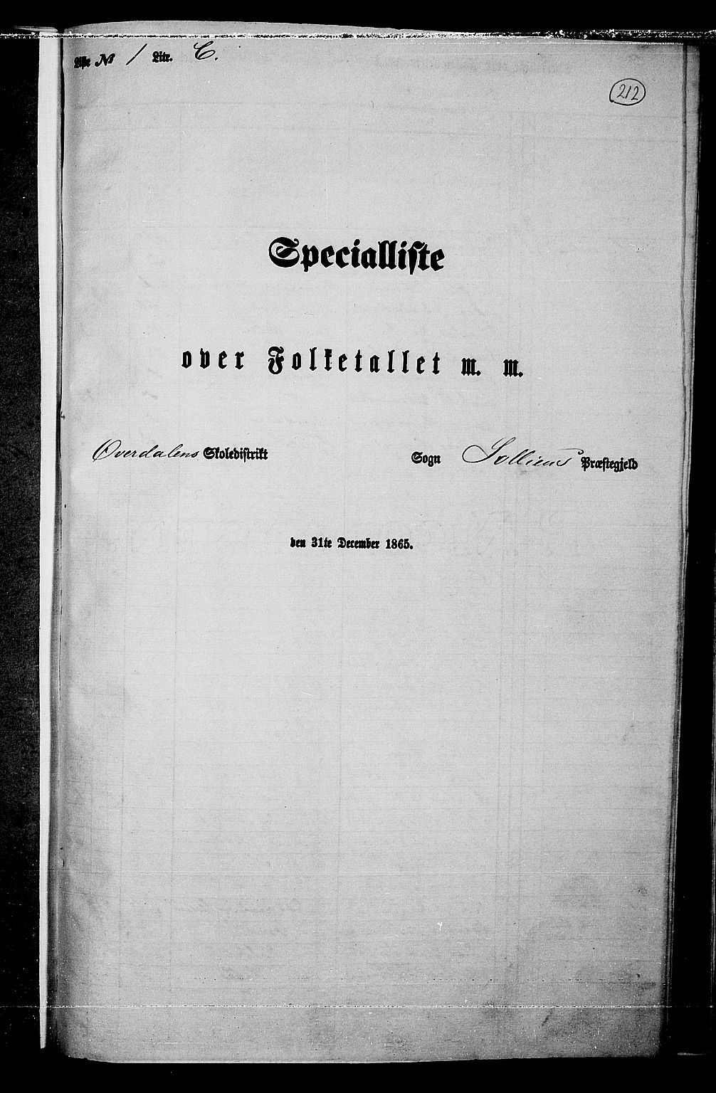 RA, Folketelling 1865 for 0580P Sollia prestegjeld, 1865, s. 17