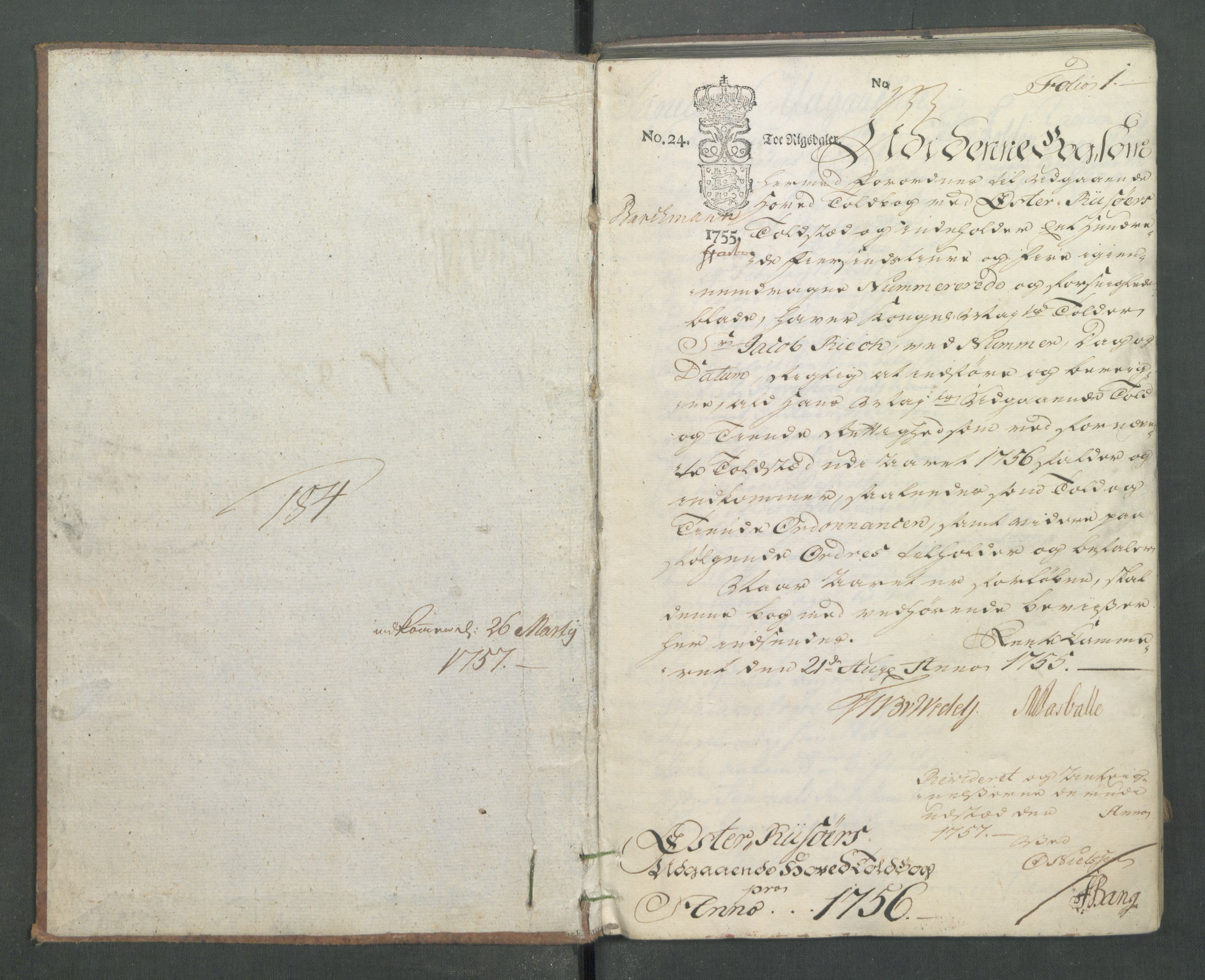 Generaltollkammeret, tollregnskaper, AV/RA-EA-5490/R14/L0025/0001: Tollregnskaper Øster-Risør / Utgående hovedtollbok, 1756, s. 1a