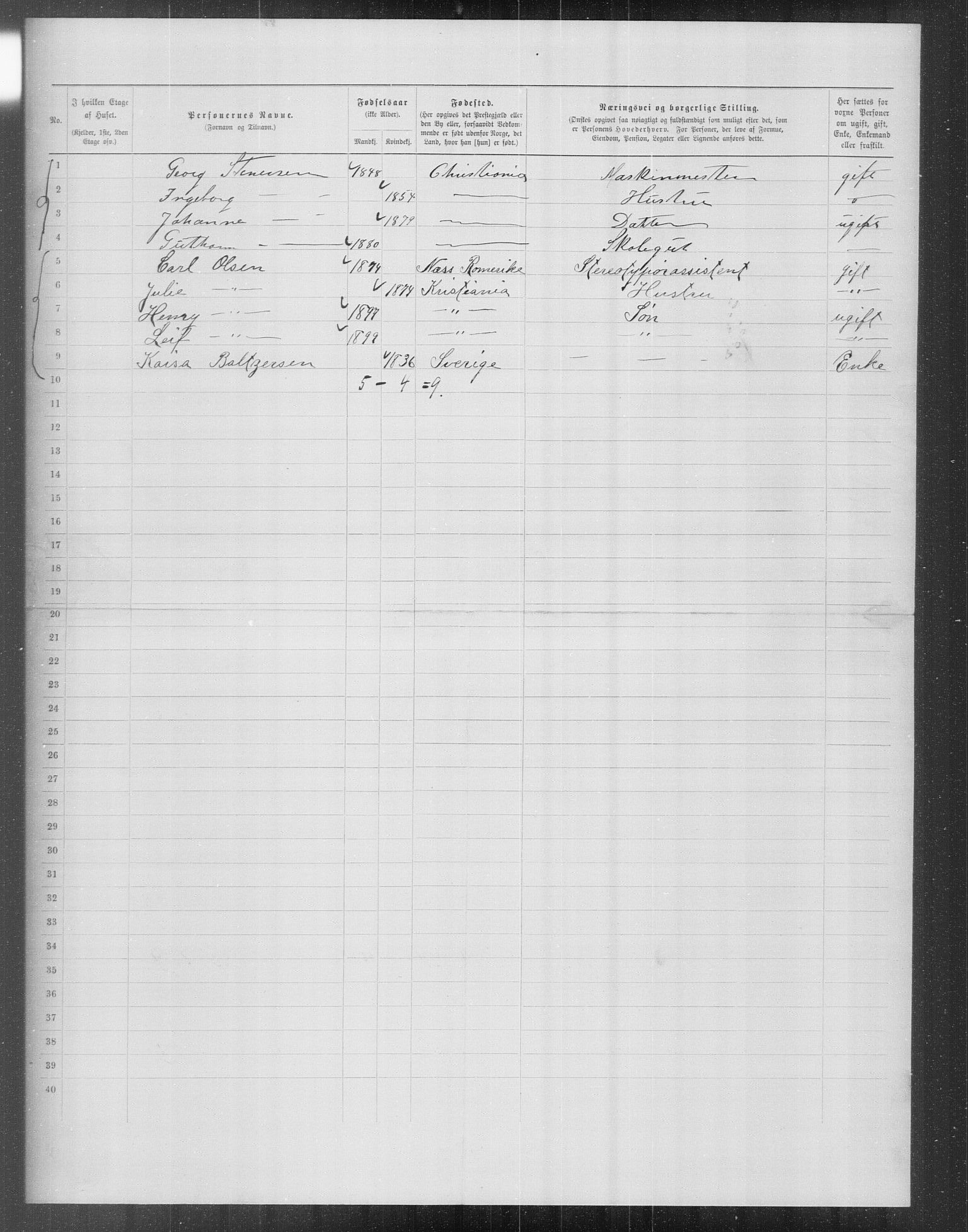 OBA, Kommunal folketelling 31.12.1899 for Kristiania kjøpstad, 1899, s. 13822
