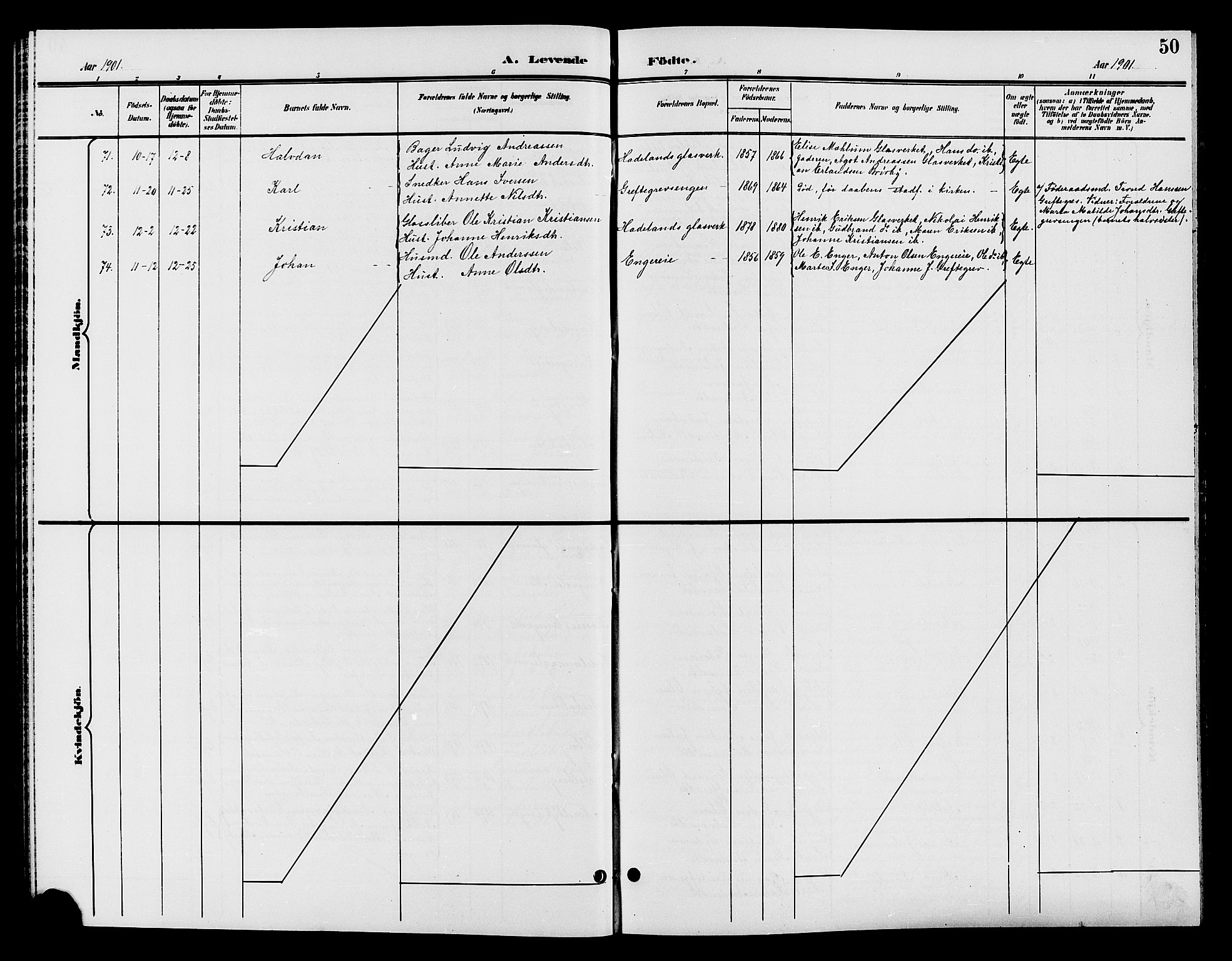 Jevnaker prestekontor, SAH/PREST-116/H/Ha/Hab/L0002: Klokkerbok nr. 2, 1896-1906, s. 50