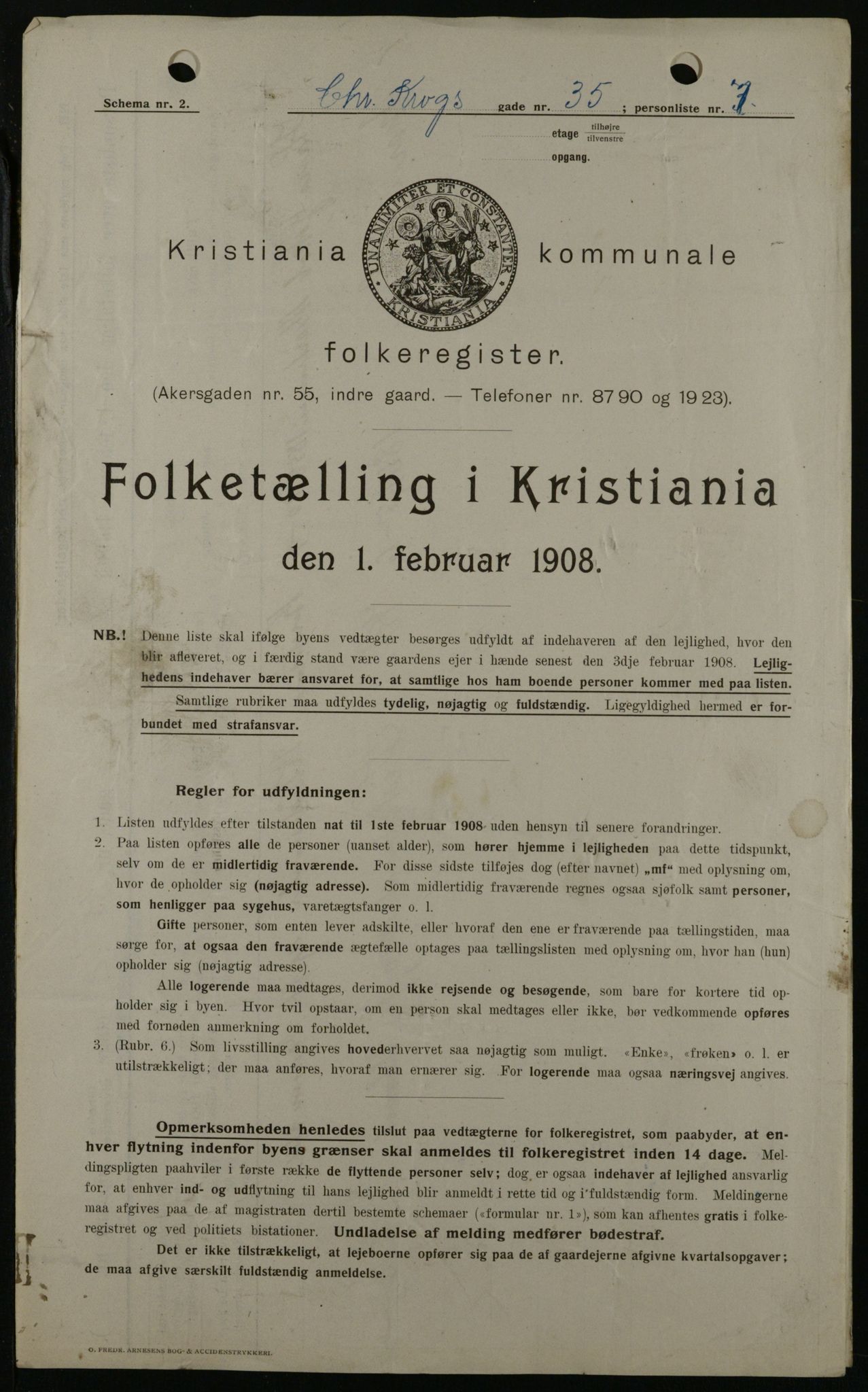 OBA, Kommunal folketelling 1.2.1908 for Kristiania kjøpstad, 1908, s. 11257