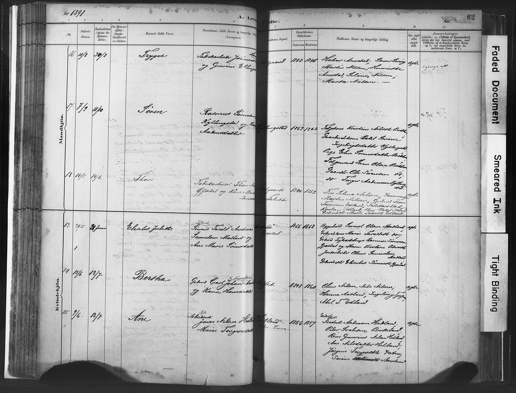 Lye sokneprestkontor, AV/SAST-A-101794/001/30BA/L0010: Ministerialbok nr. A 10, 1881-1896, s. 62
