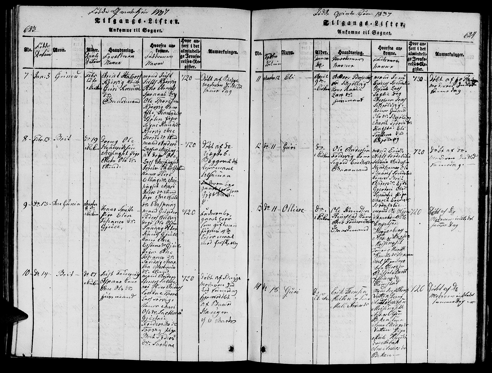 Ministerialprotokoller, klokkerbøker og fødselsregistre - Møre og Romsdal, AV/SAT-A-1454/586/L0990: Klokkerbok nr. 586C01, 1819-1837, s. 623-624