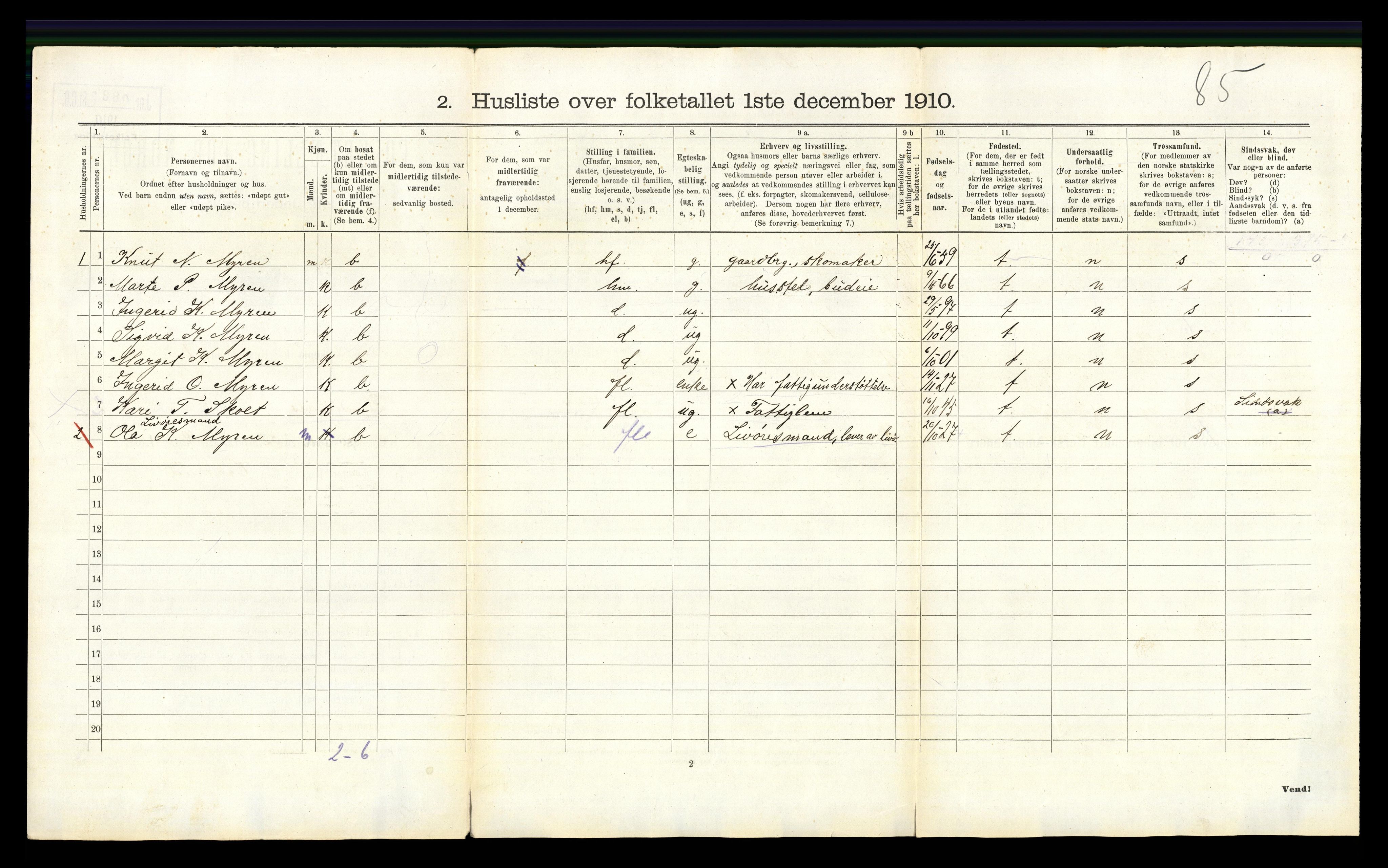 RA, Folketelling 1910 for 0618 Hemsedal herred, 1910, s. 61