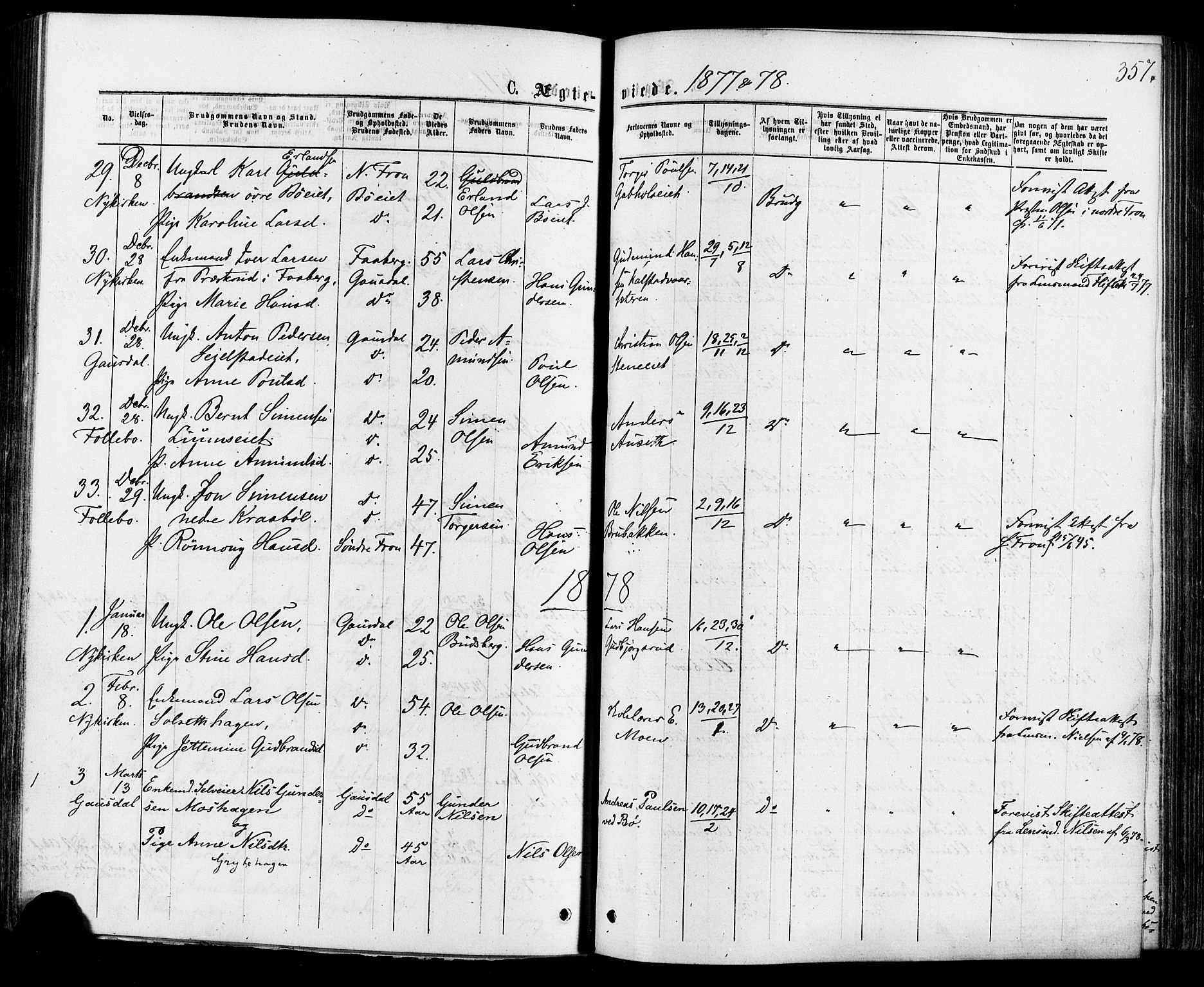 Østre Gausdal prestekontor, AV/SAH-PREST-092/H/Ha/Haa/L0001: Ministerialbok nr. 1, 1874-1886, s. 357