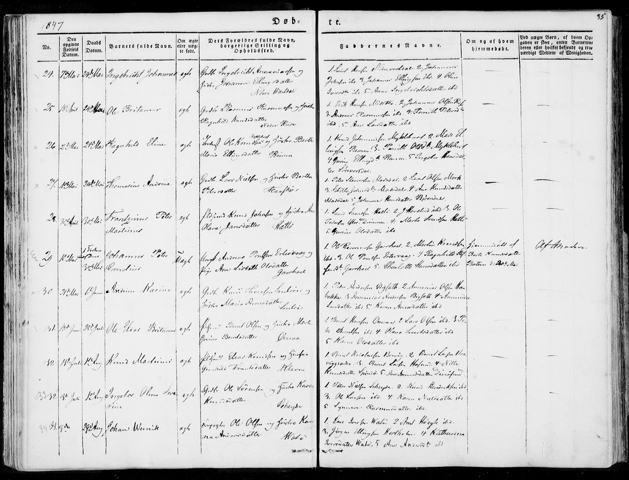 Ministerialprotokoller, klokkerbøker og fødselsregistre - Møre og Romsdal, AV/SAT-A-1454/509/L0104: Ministerialbok nr. 509A02, 1833-1847, s. 85