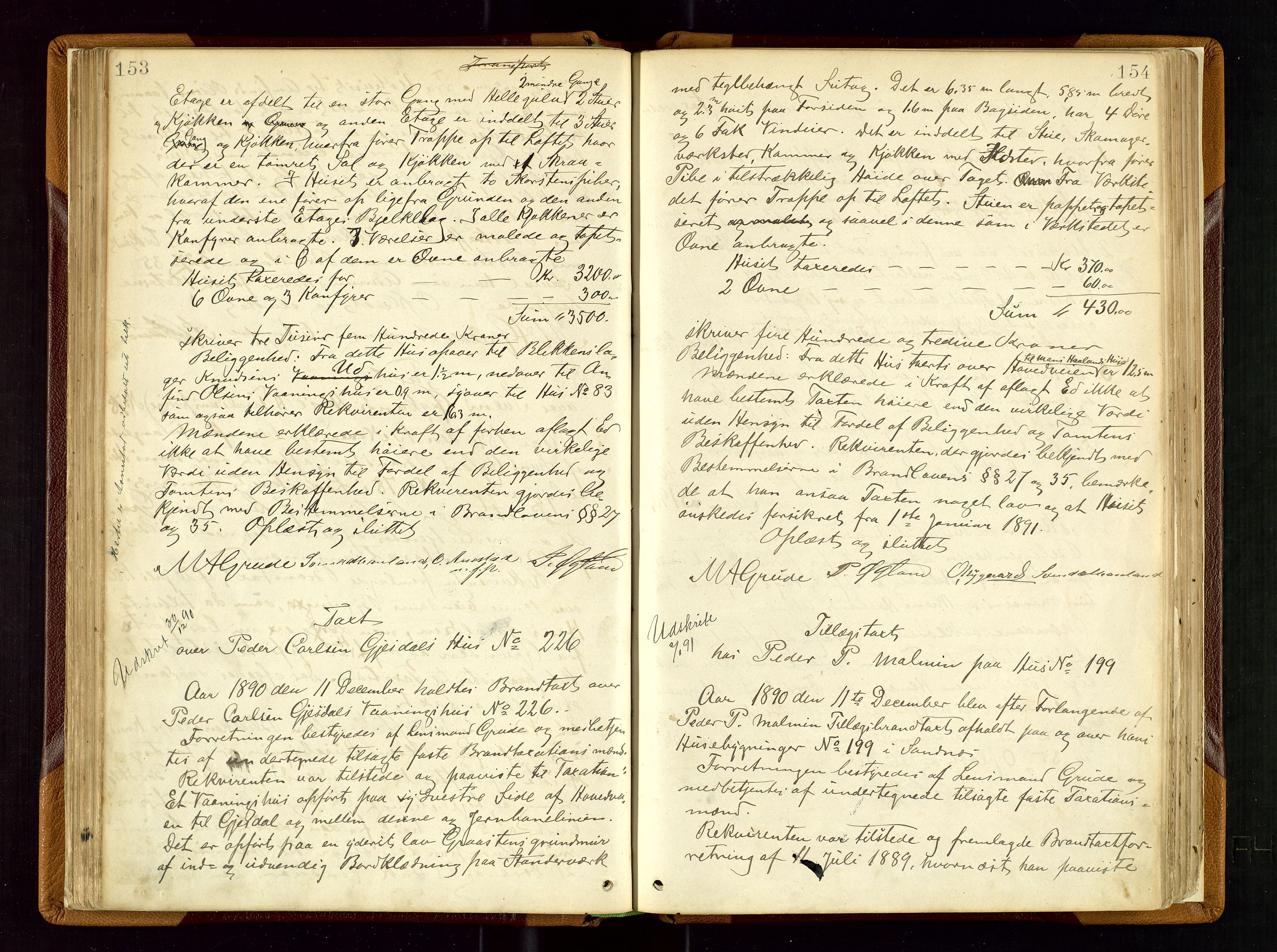 Høyland/Sandnes lensmannskontor, AV/SAST-A-100166/Goc/L0001: "Brandtaxtprotokol", 1886-1896, s. 153-154