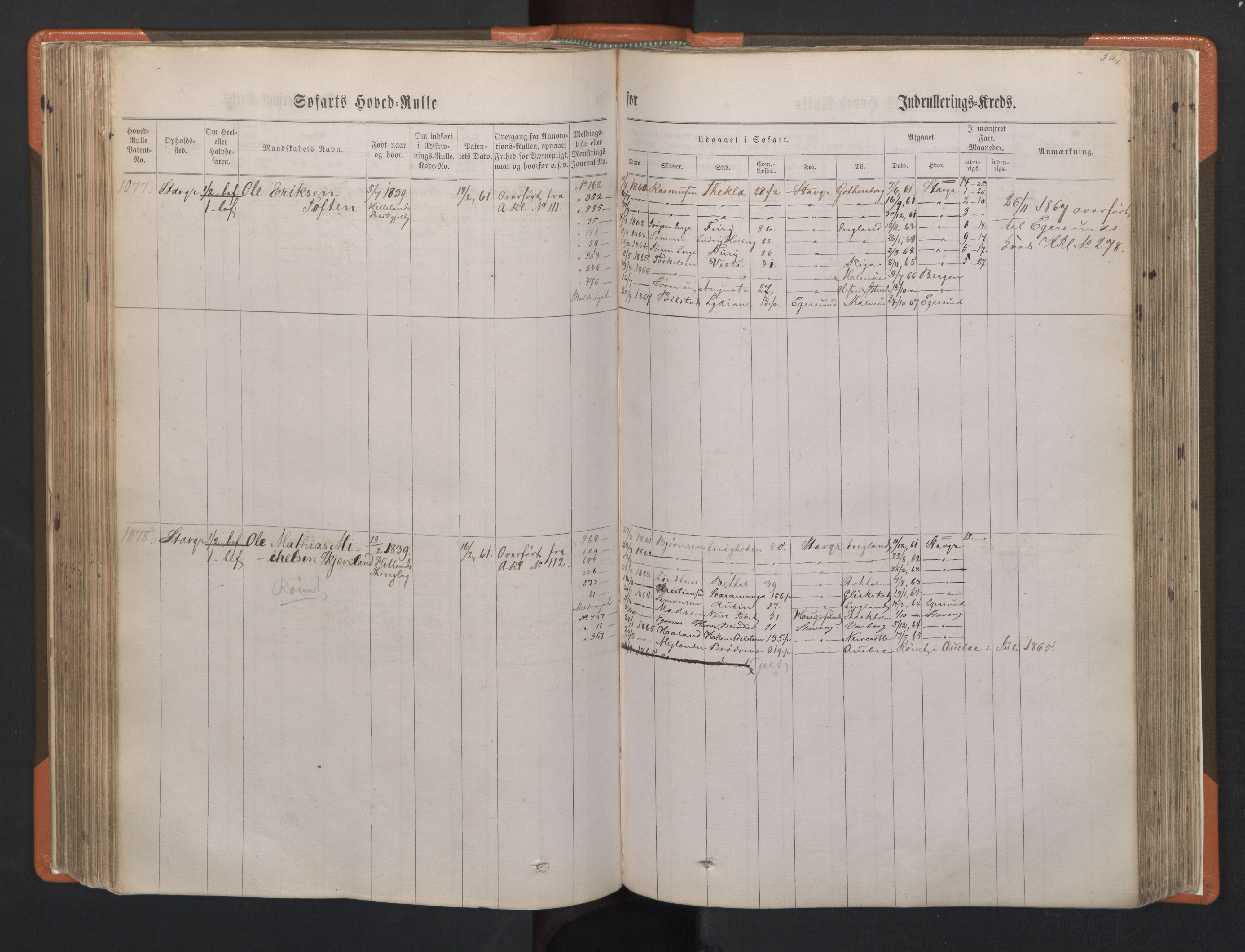 Stavanger sjømannskontor, AV/SAST-A-102006/F/Fb/Fbb/L0002: Sjøfartshovedrulle, patentnr. 721-1450 (del 2), 1863, s. 183