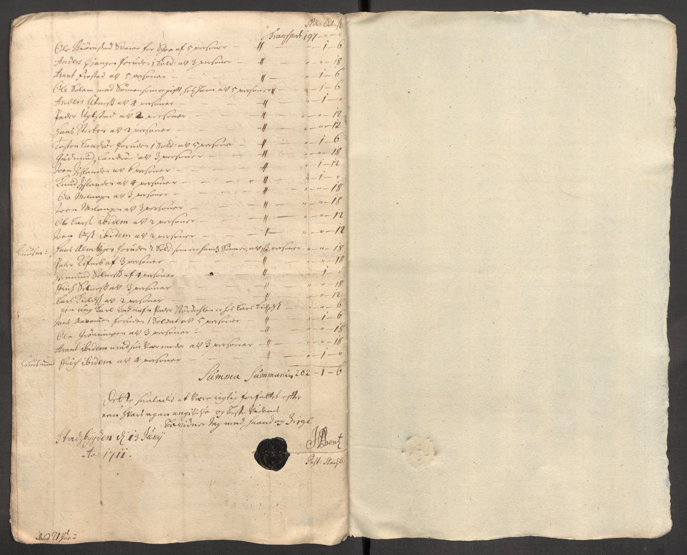 Rentekammeret inntil 1814, Reviderte regnskaper, Fogderegnskap, AV/RA-EA-4092/R57/L3860: Fogderegnskap Fosen, 1711, s. 294