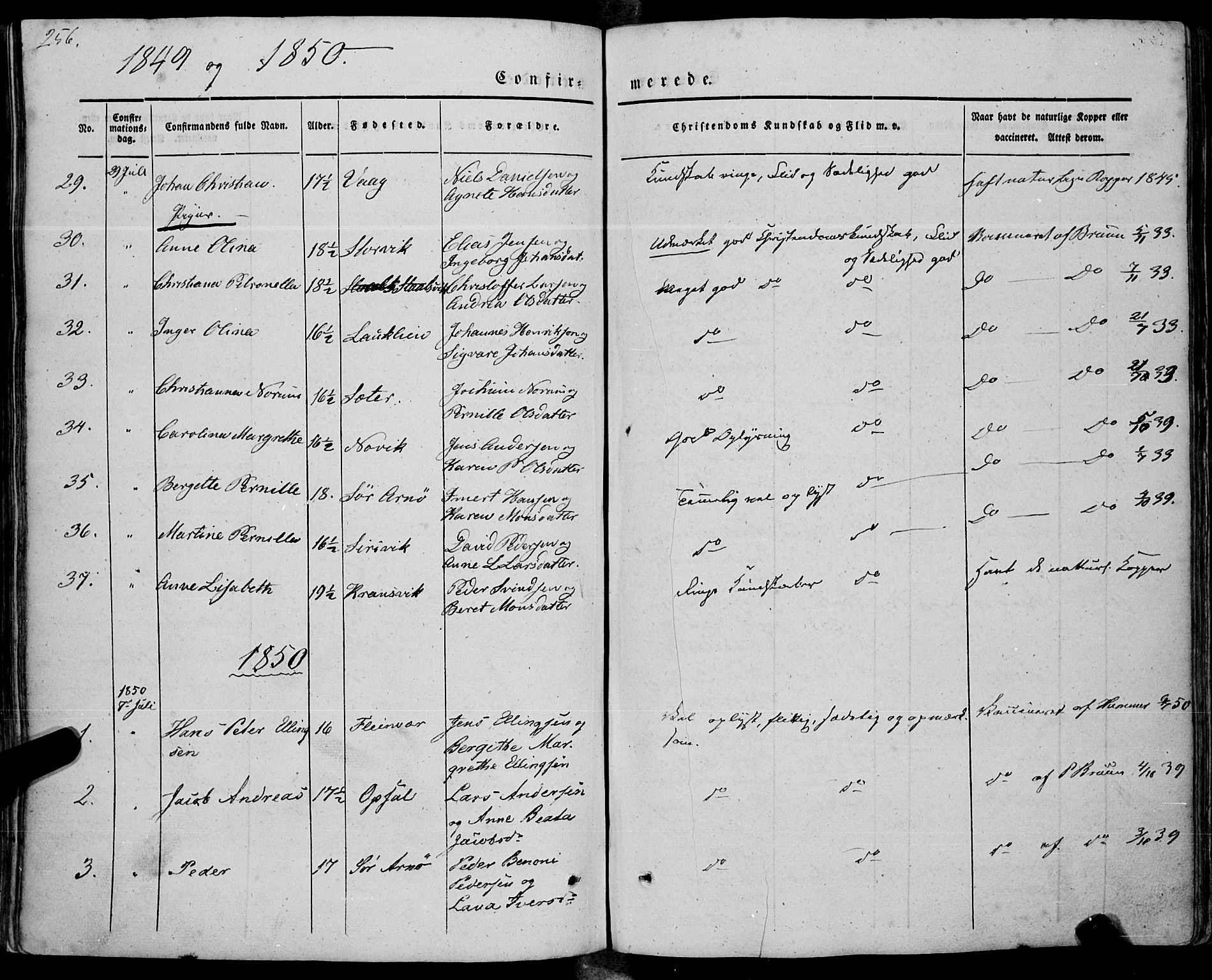 Ministerialprotokoller, klokkerbøker og fødselsregistre - Nordland, SAT/A-1459/805/L0097: Ministerialbok nr. 805A04, 1837-1861, s. 256