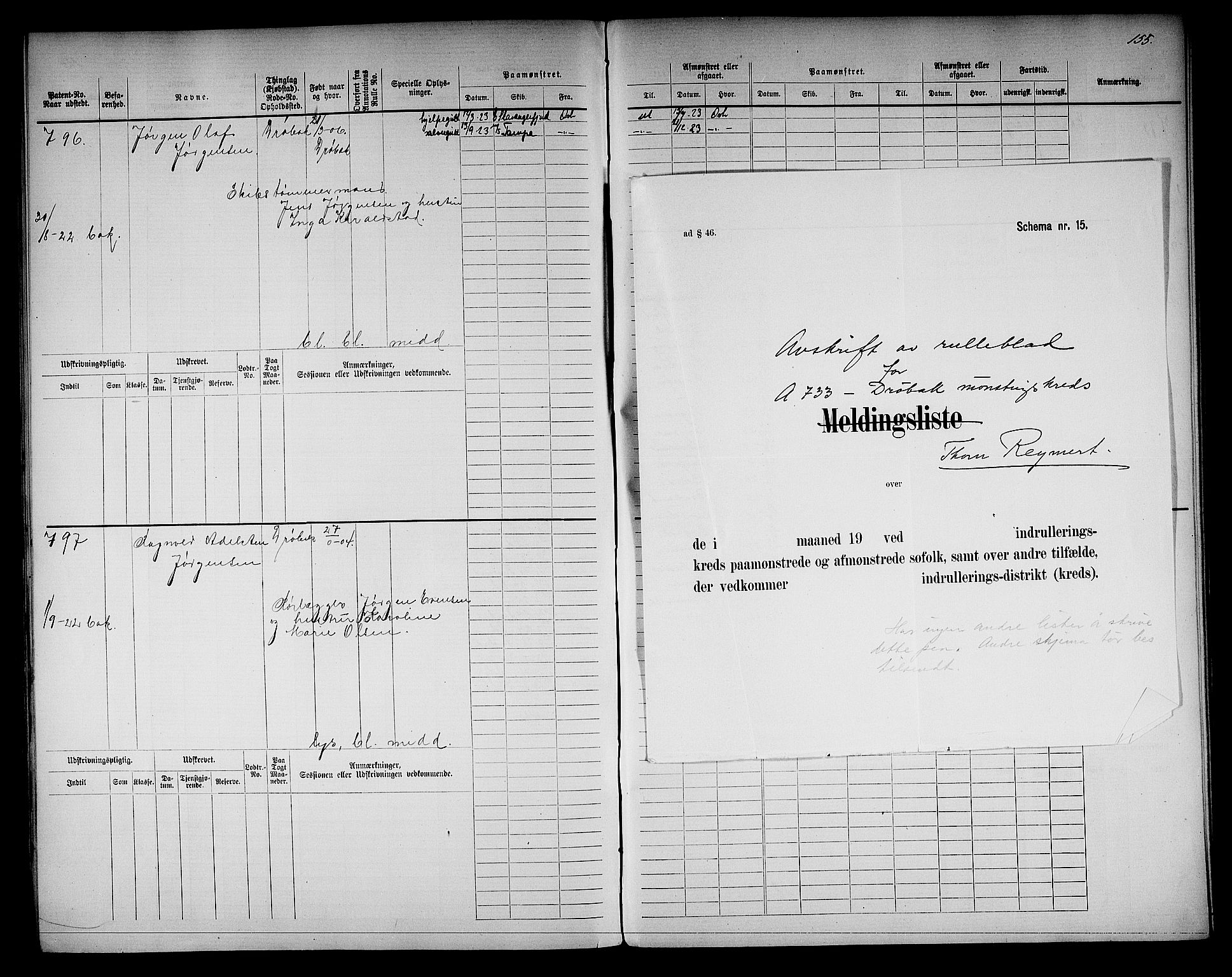 Drøbak mønstringskontor, AV/SAO-A-10569f/F/Fc/Fcb/L0003: Hovedrulle, patent nr. 487-873, 1892, s. 160