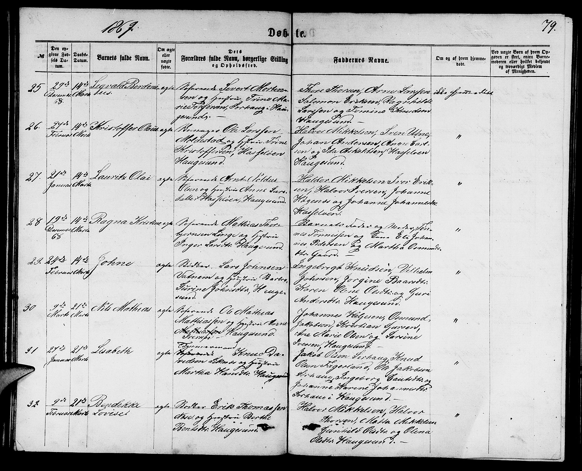 Torvastad sokneprestkontor, AV/SAST-A -101857/H/Ha/Hab/L0007: Klokkerbok nr. B 7, 1866-1873, s. 79