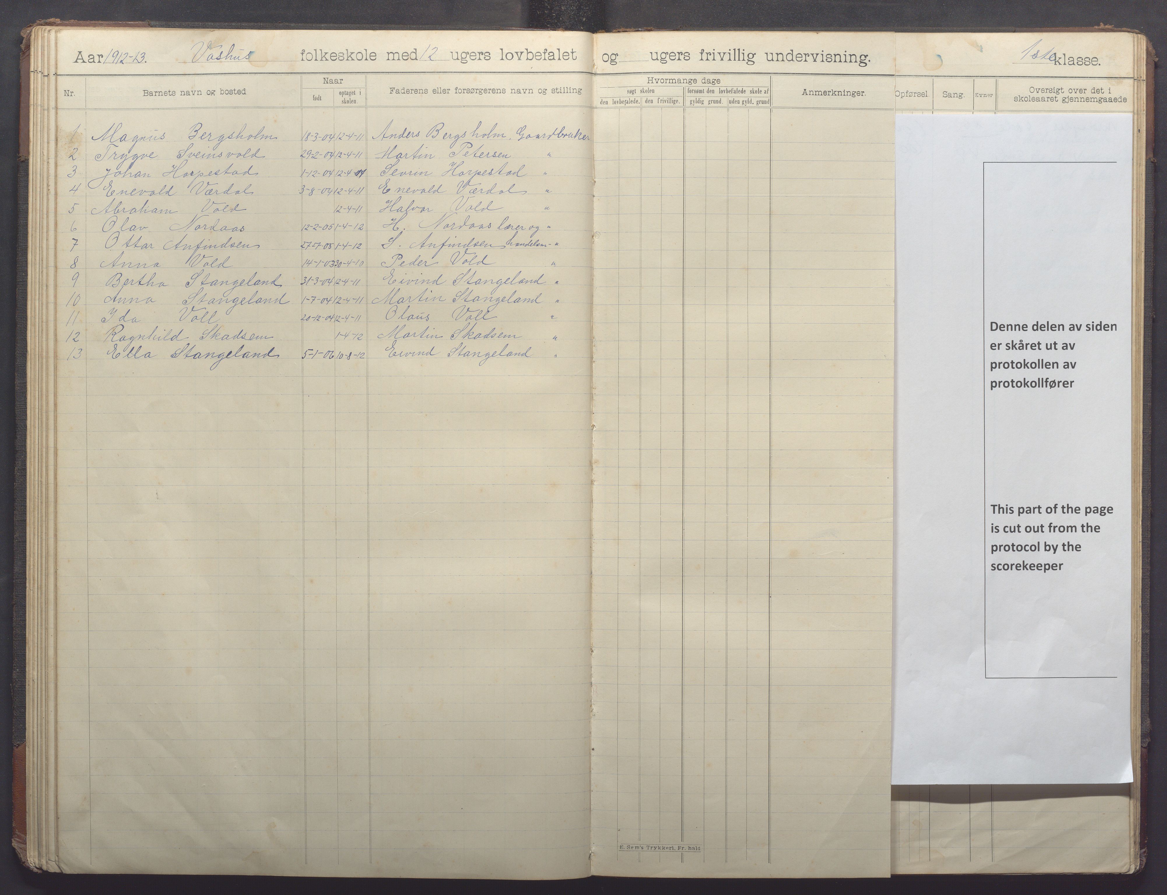 Klepp kommune - Vasshus skule og barnehage, IKAR/K-100301/H/L0002: Skoleprotokoll, 1901-1918, s. 63