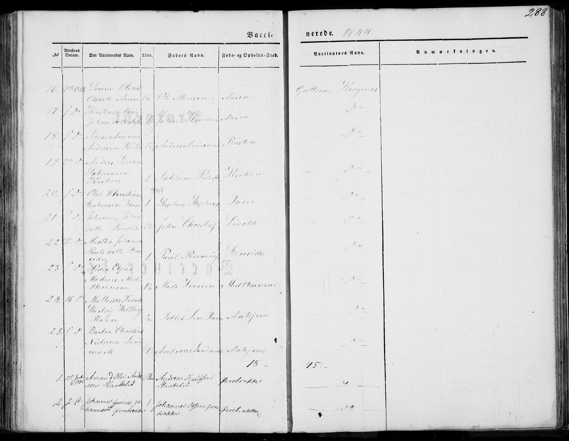 Ministerialprotokoller, klokkerbøker og fødselsregistre - Møre og Romsdal, AV/SAT-A-1454/501/L0006: Ministerialbok nr. 501A06, 1844-1868, s. 288