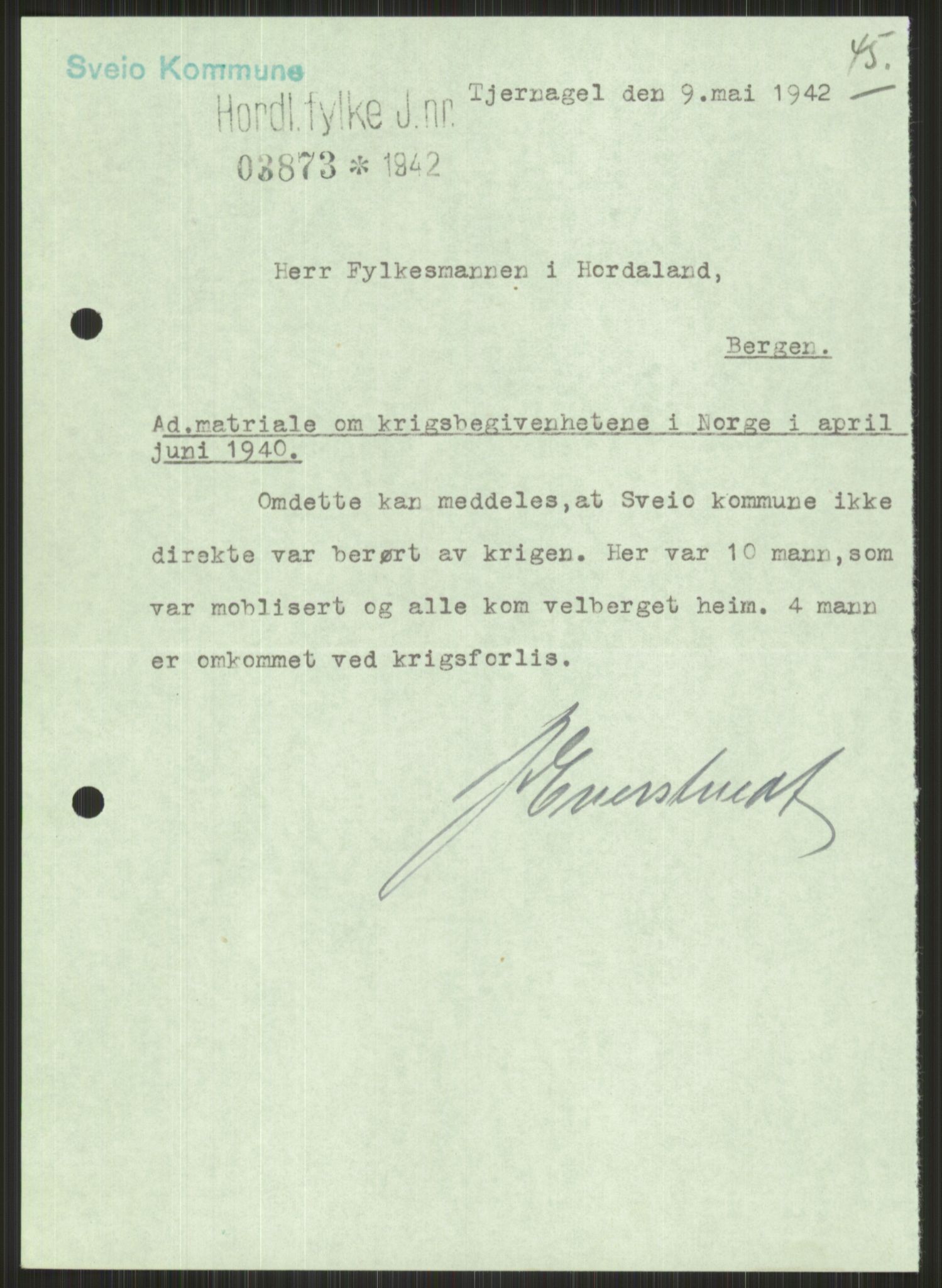 Forsvaret, Forsvarets krigshistoriske avdeling, AV/RA-RAFA-2017/Y/Ya/L0015: II-C-11-31 - Fylkesmenn.  Rapporter om krigsbegivenhetene 1940., 1940, s. 420
