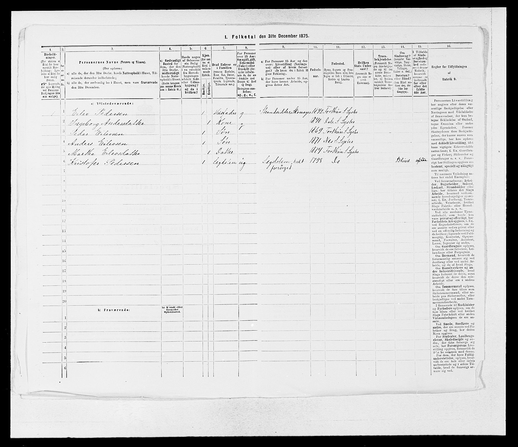 SAB, Folketelling 1875 for 1426P Luster prestegjeld, 1875, s. 435