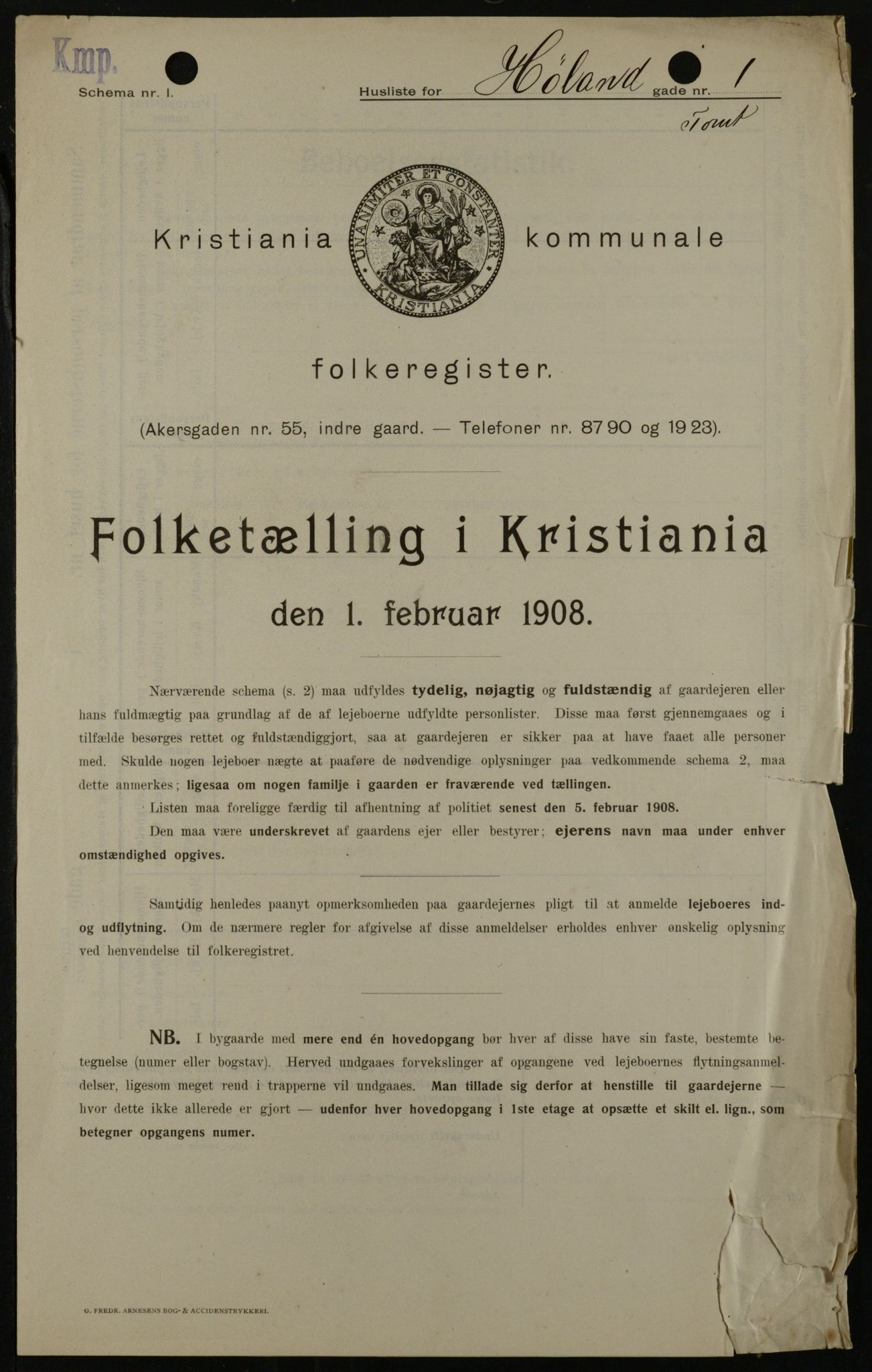 OBA, Kommunal folketelling 1.2.1908 for Kristiania kjøpstad, 1908, s. 38006