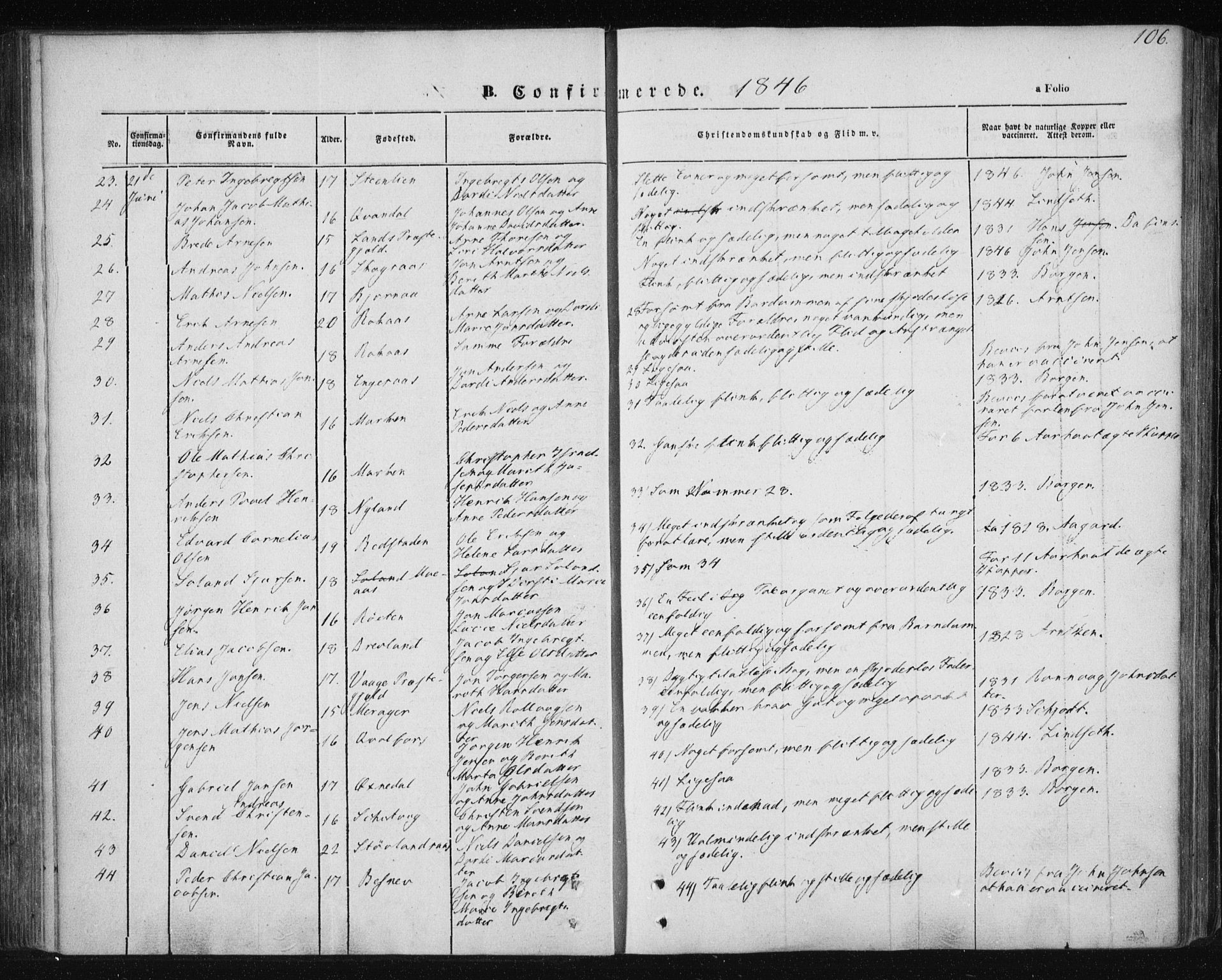 Ministerialprotokoller, klokkerbøker og fødselsregistre - Nordland, AV/SAT-A-1459/820/L0291: Ministerialbok nr. 820A12, 1846-1854, s. 106