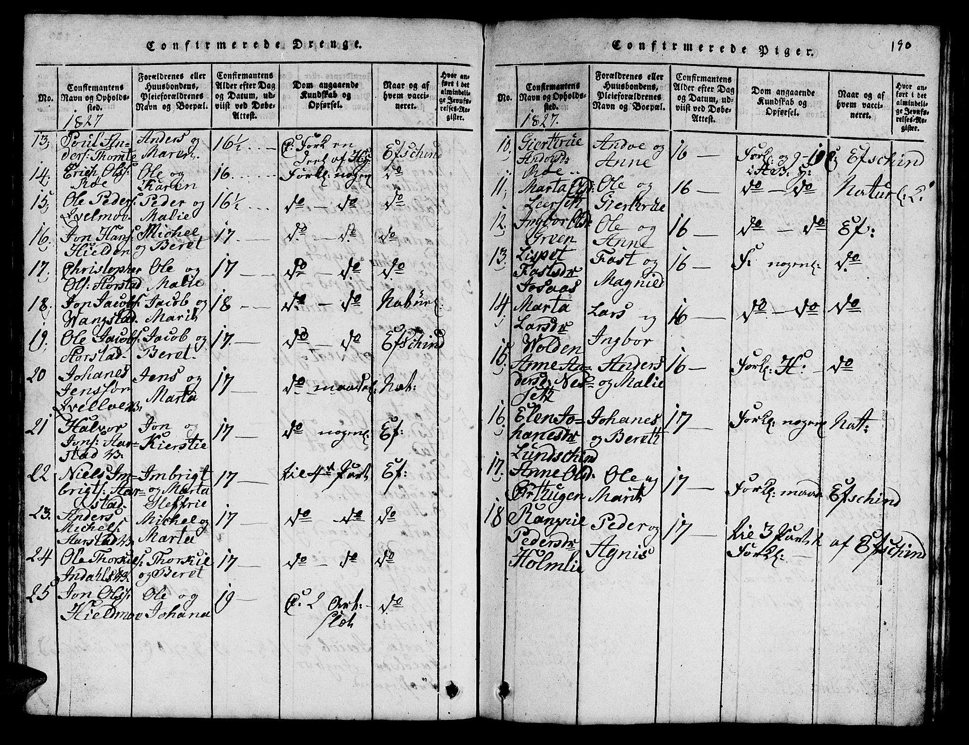 Ministerialprotokoller, klokkerbøker og fødselsregistre - Nord-Trøndelag, SAT/A-1458/724/L0265: Klokkerbok nr. 724C01, 1816-1845, s. 190