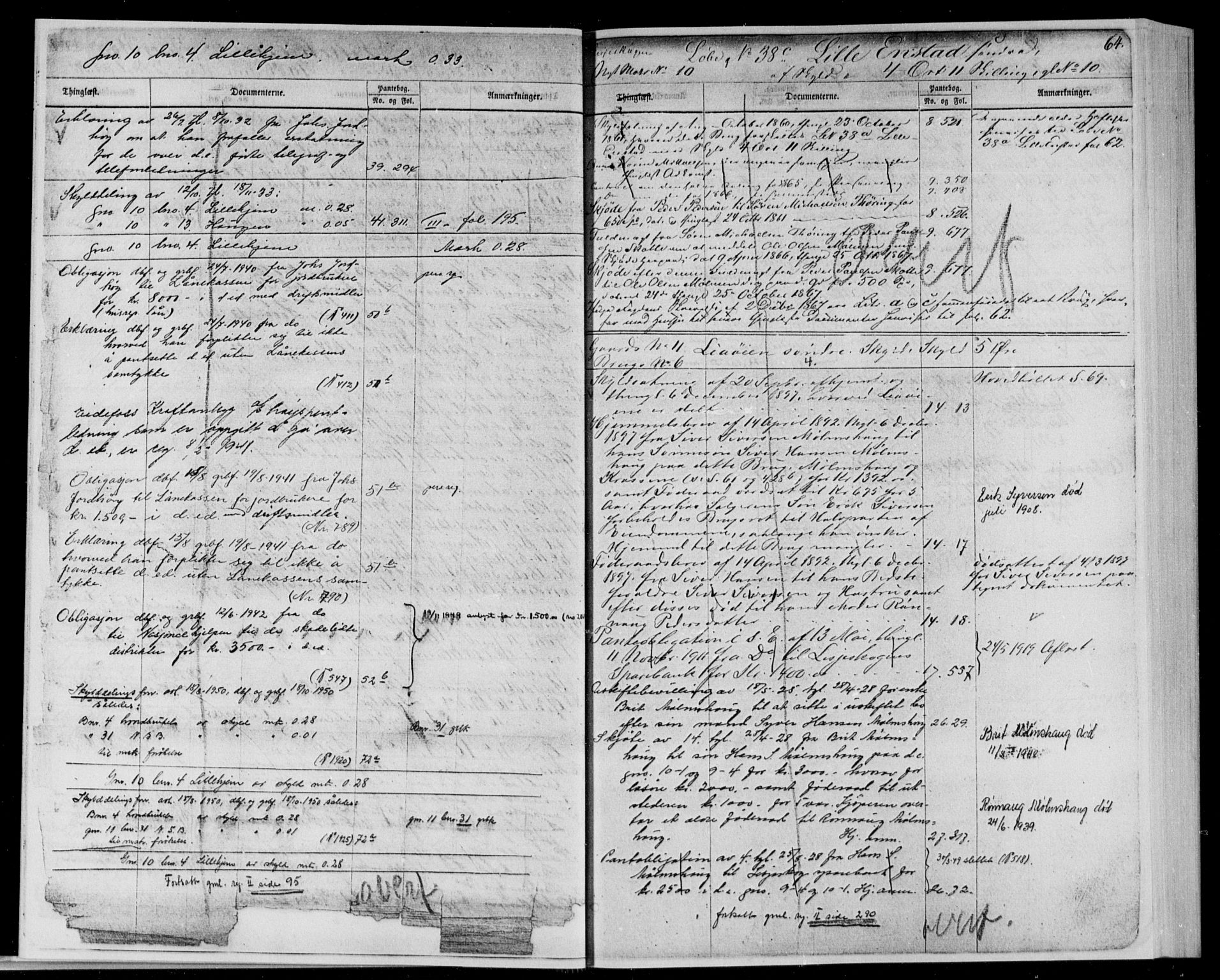 Nord-Gudbrandsdal tingrett, AV/SAH-TING-002/H/Ha/Hac/L0001: Panteregister nr. 1, 1863-1950, s. 64