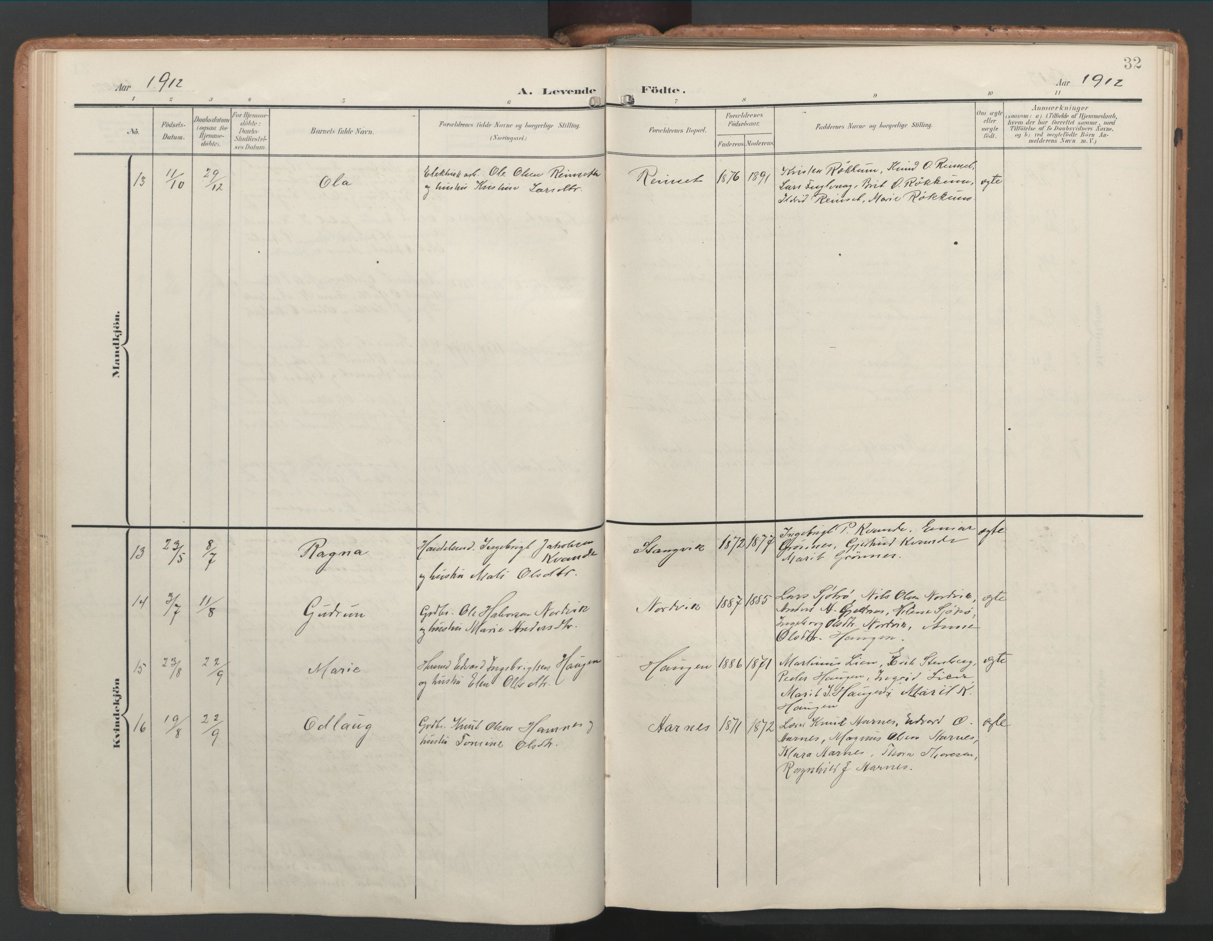 Ministerialprotokoller, klokkerbøker og fødselsregistre - Møre og Romsdal, AV/SAT-A-1454/592/L1030: Ministerialbok nr. 592A08, 1901-1925, s. 32