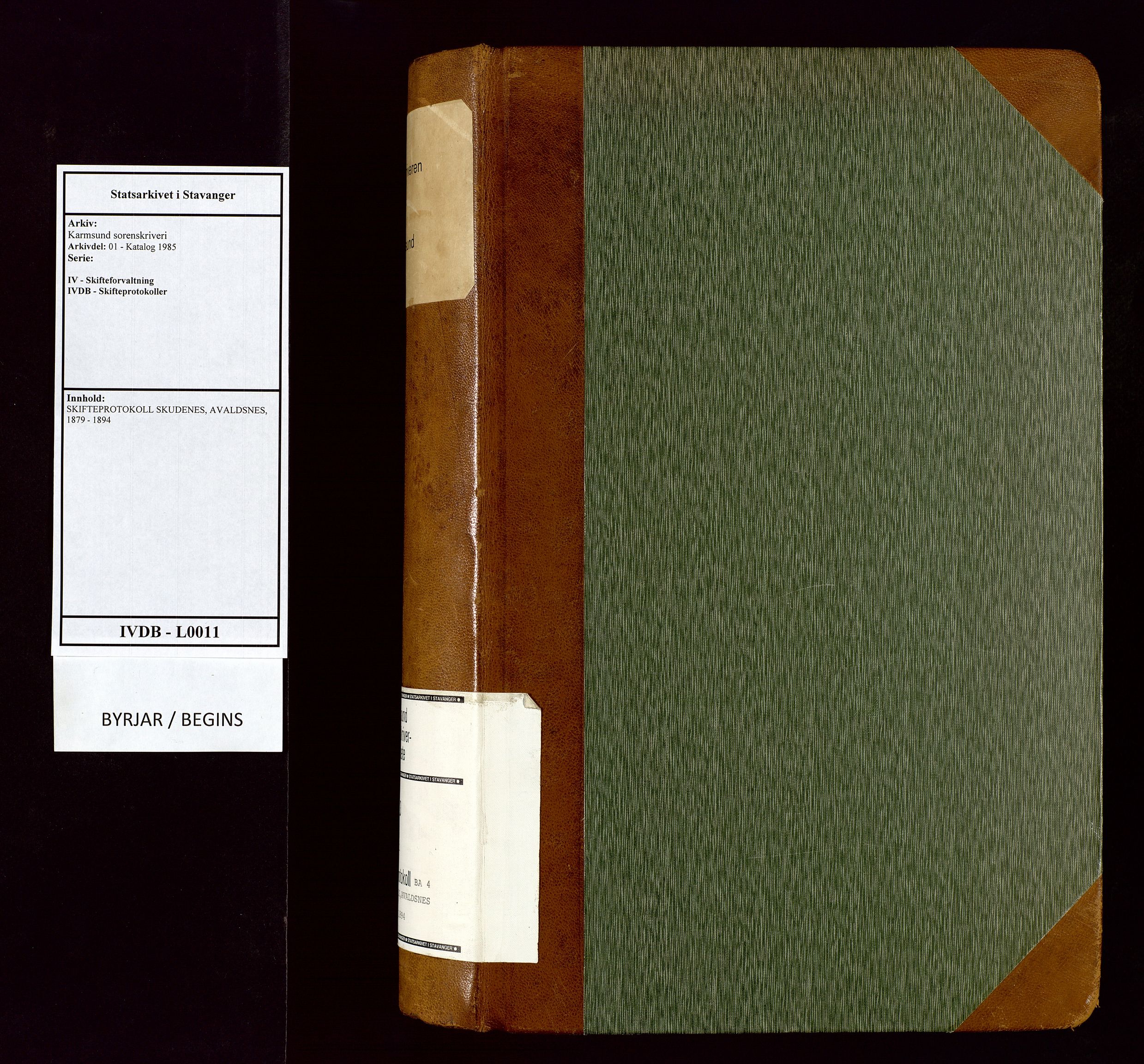 Karmsund sorenskriveri, SAST/A-100311/01/IV/IVDB/L0011: SKIFTEPROTOKOLL SKUDENES, AVALDSNES, 1879-1894