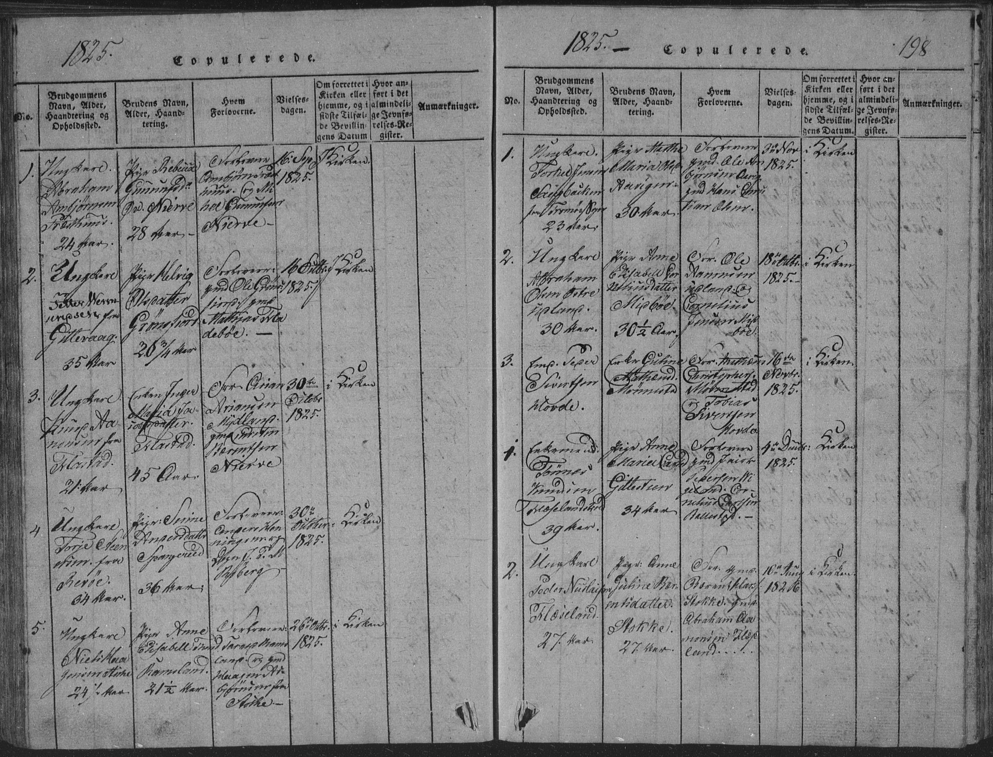 Sør-Audnedal sokneprestkontor, SAK/1111-0039/F/Fb/Fba/L0001: Klokkerbok nr. B 1, 1815-1850, s. 198