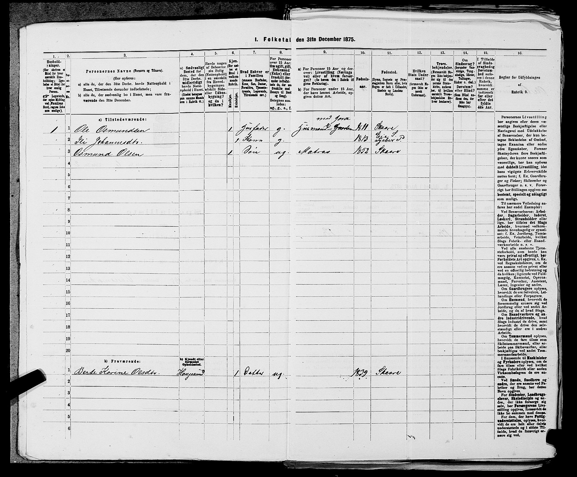 SAST, Folketelling 1875 for 1152L Torvastad prestegjeld, Torvastad sokn, Skåre sokn og Utsira sokn, 1875, s. 771