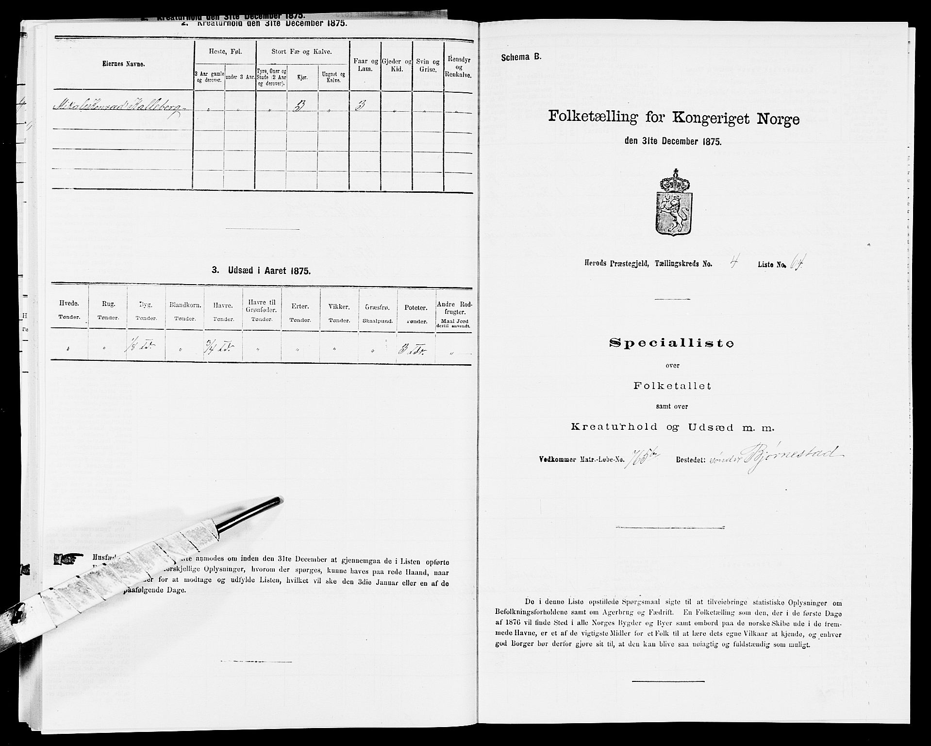 SAK, Folketelling 1875 for 1039P Herad prestegjeld, 1875, s. 569