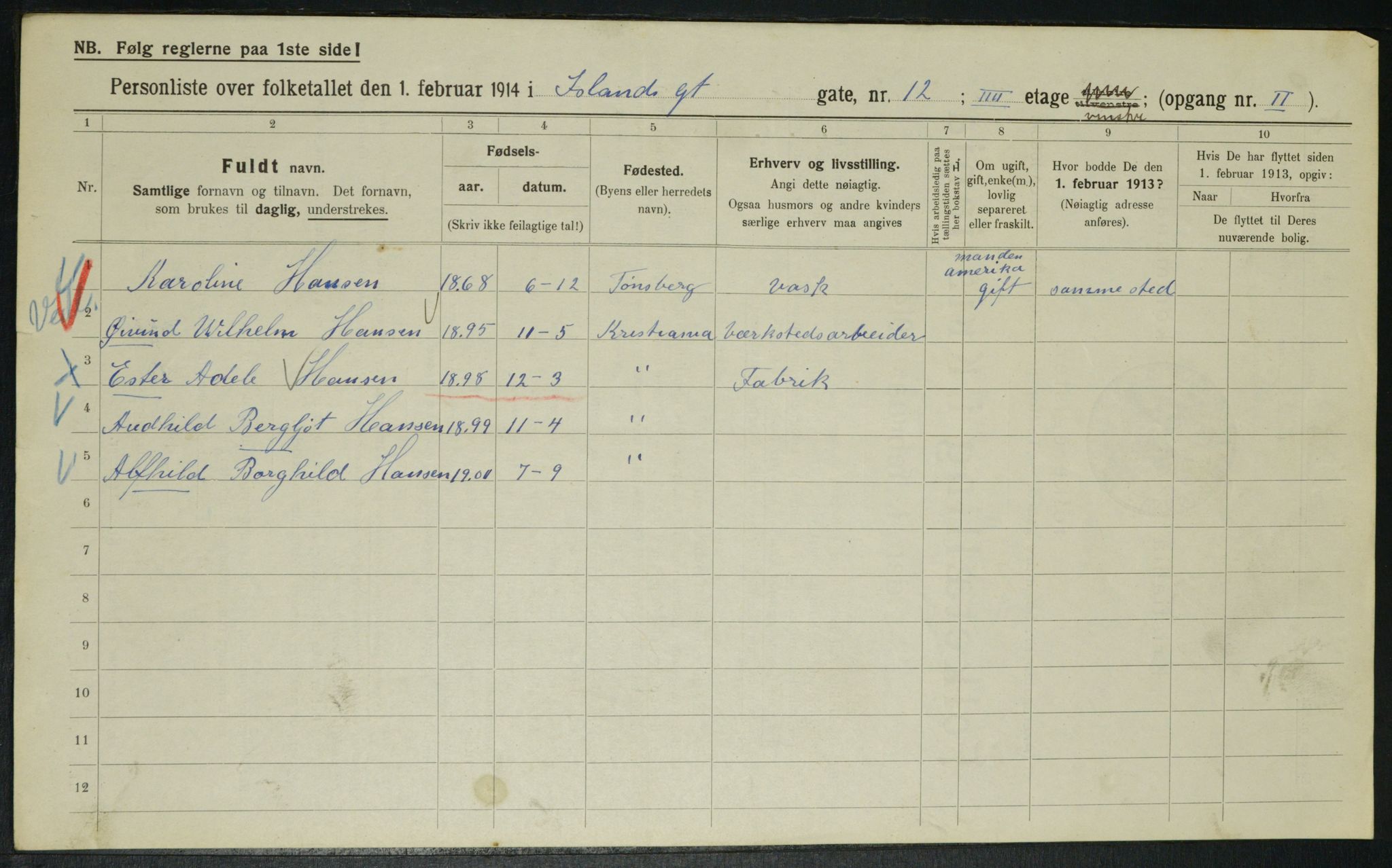 OBA, Kommunal folketelling 1.2.1914 for Kristiania, 1914, s. 44715