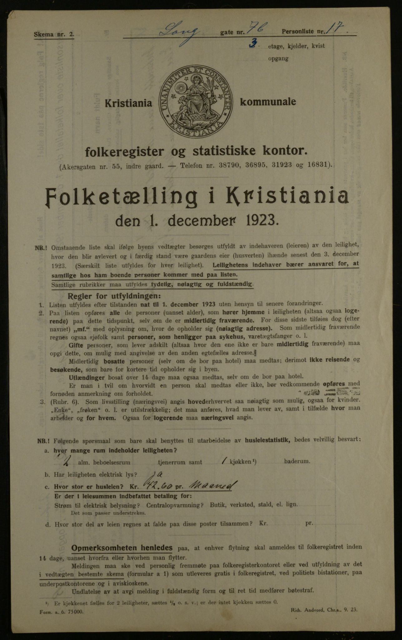 OBA, Kommunal folketelling 1.12.1923 for Kristiania, 1923, s. 63165