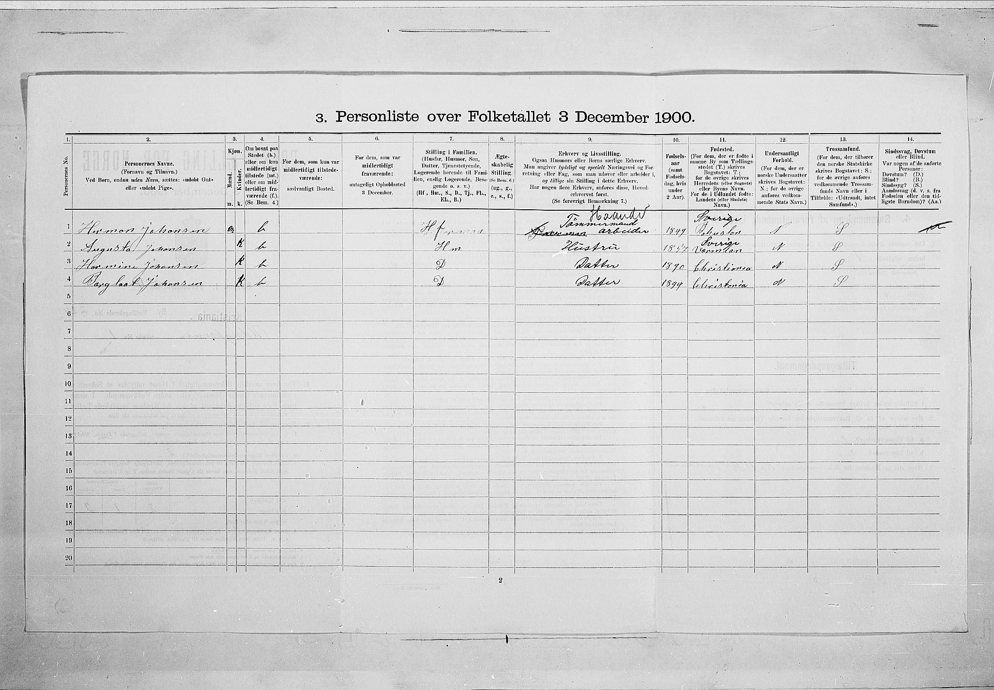 SAO, Folketelling 1900 for 0301 Kristiania kjøpstad, 1900, s. 106651