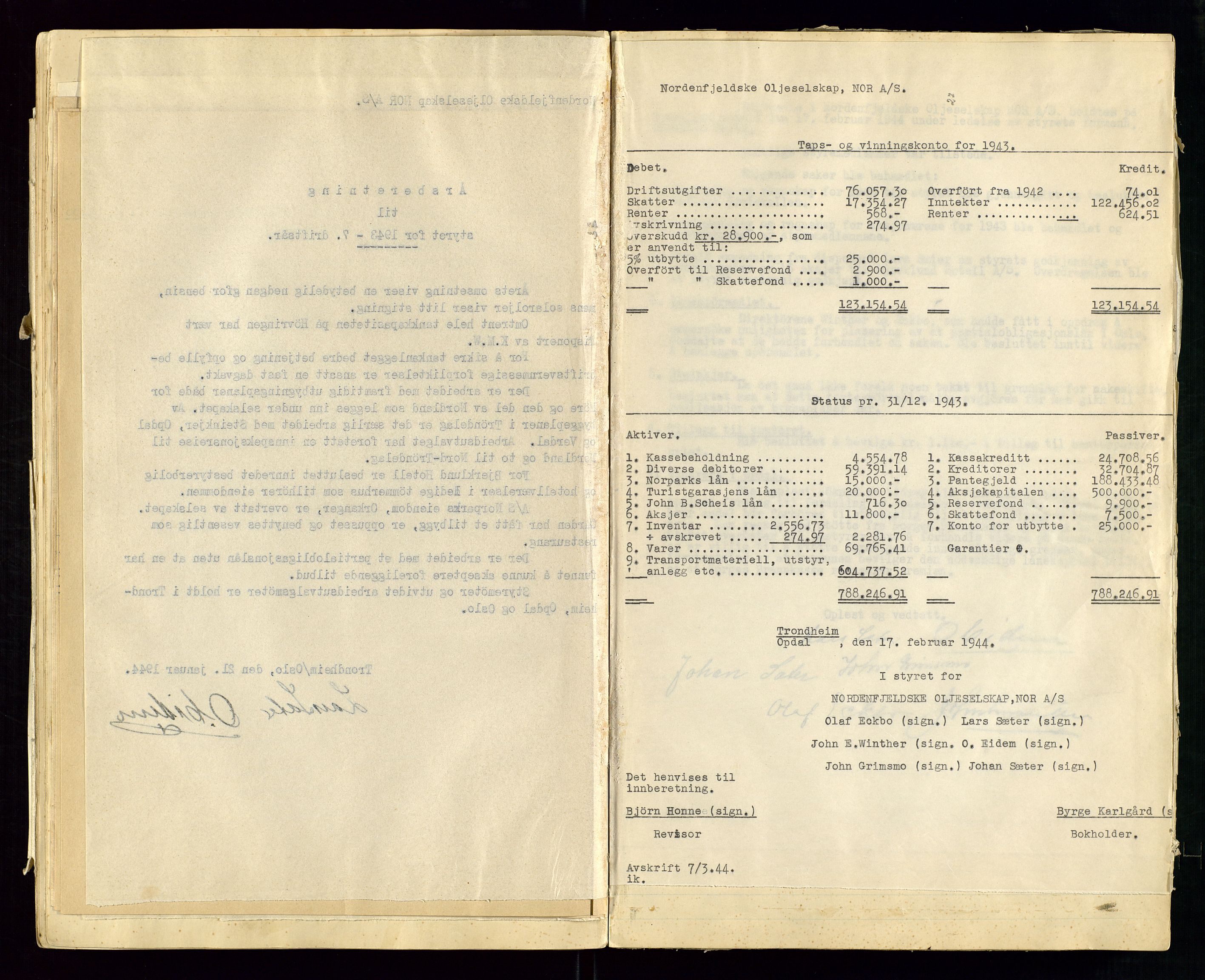 PA 1519 - Nordenfjeldske Oljeselskap, NOR A/S, AV/SAST-A-101924/A/L0001: Styreprotokoll, 1937-1962, s. 52