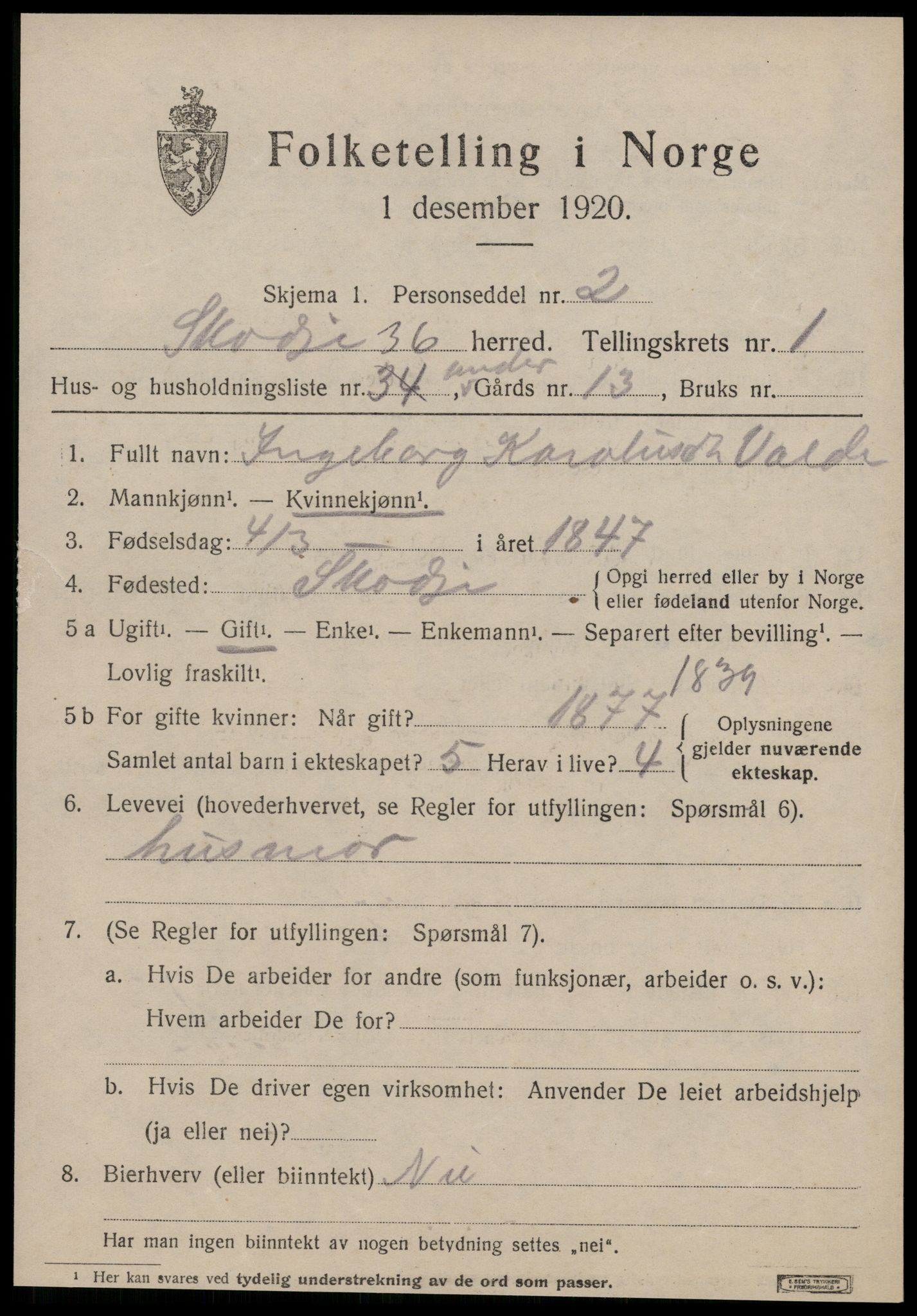 SAT, Folketelling 1920 for 1529 Skodje herred, 1920, s. 1097