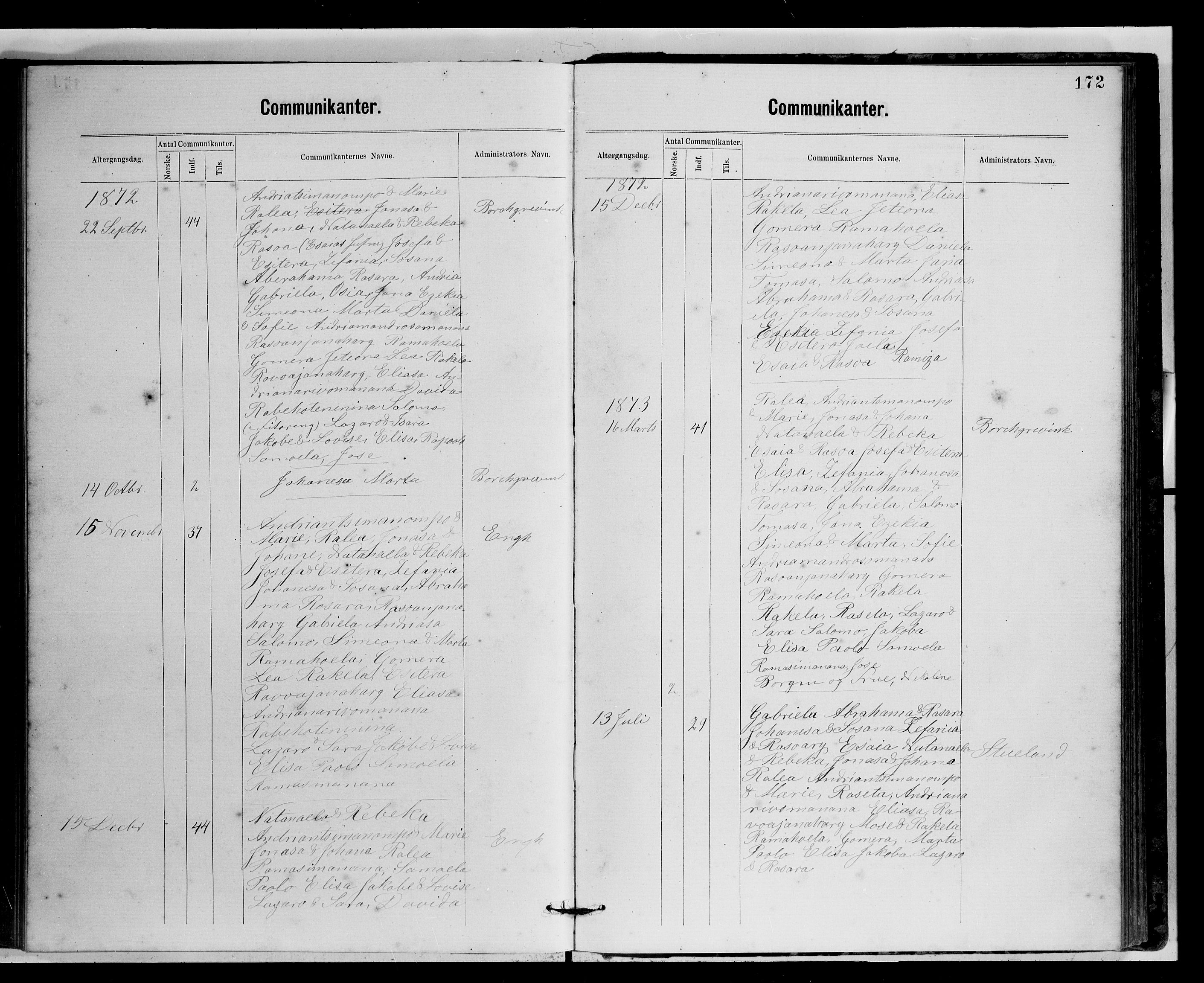 Archives FLM/NMS, Madagaskar, VID/MA-A-1163/D/Db/L0269: Ministerialbok nr. 1, 1867-1884, s. 172