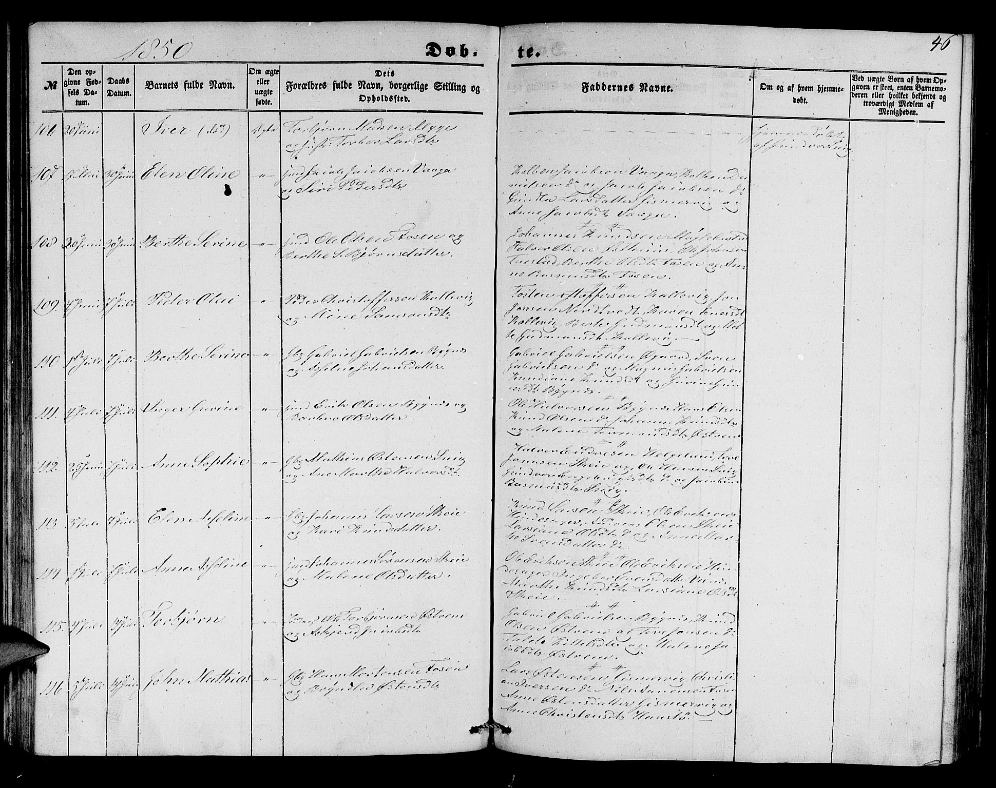 Avaldsnes sokneprestkontor, AV/SAST-A -101851/H/Ha/Hab/L0002: Klokkerbok nr. B 2, 1848-1856, s. 46