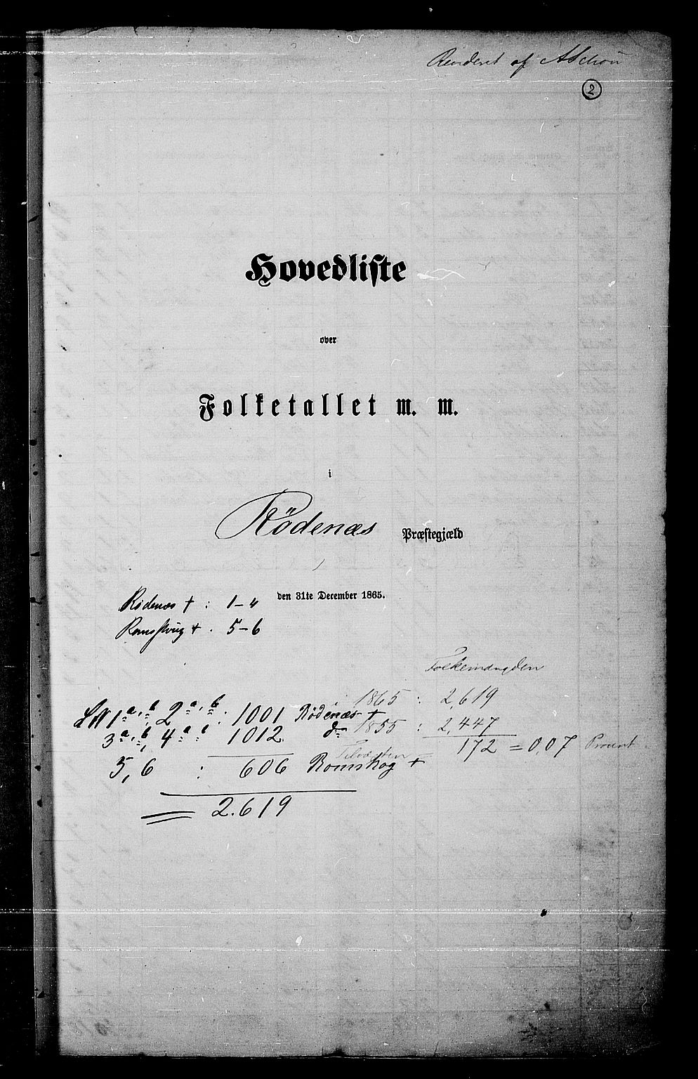 RA, Folketelling 1865 for 0120P Rødenes prestegjeld, 1865, s. 6