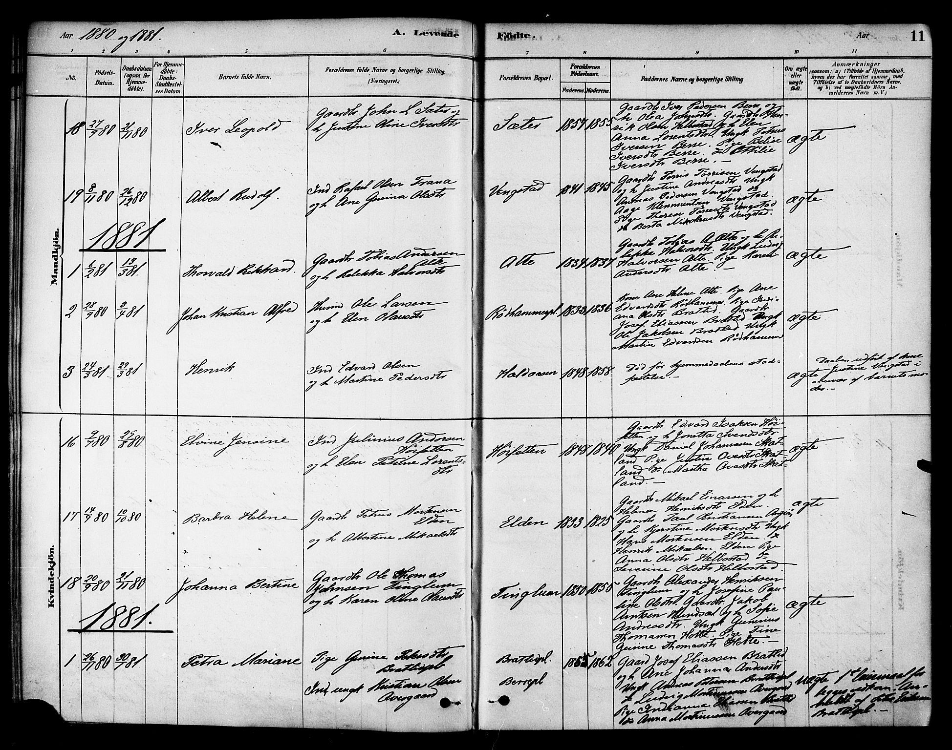 Ministerialprotokoller, klokkerbøker og fødselsregistre - Nord-Trøndelag, SAT/A-1458/742/L0408: Ministerialbok nr. 742A01, 1878-1890, s. 11