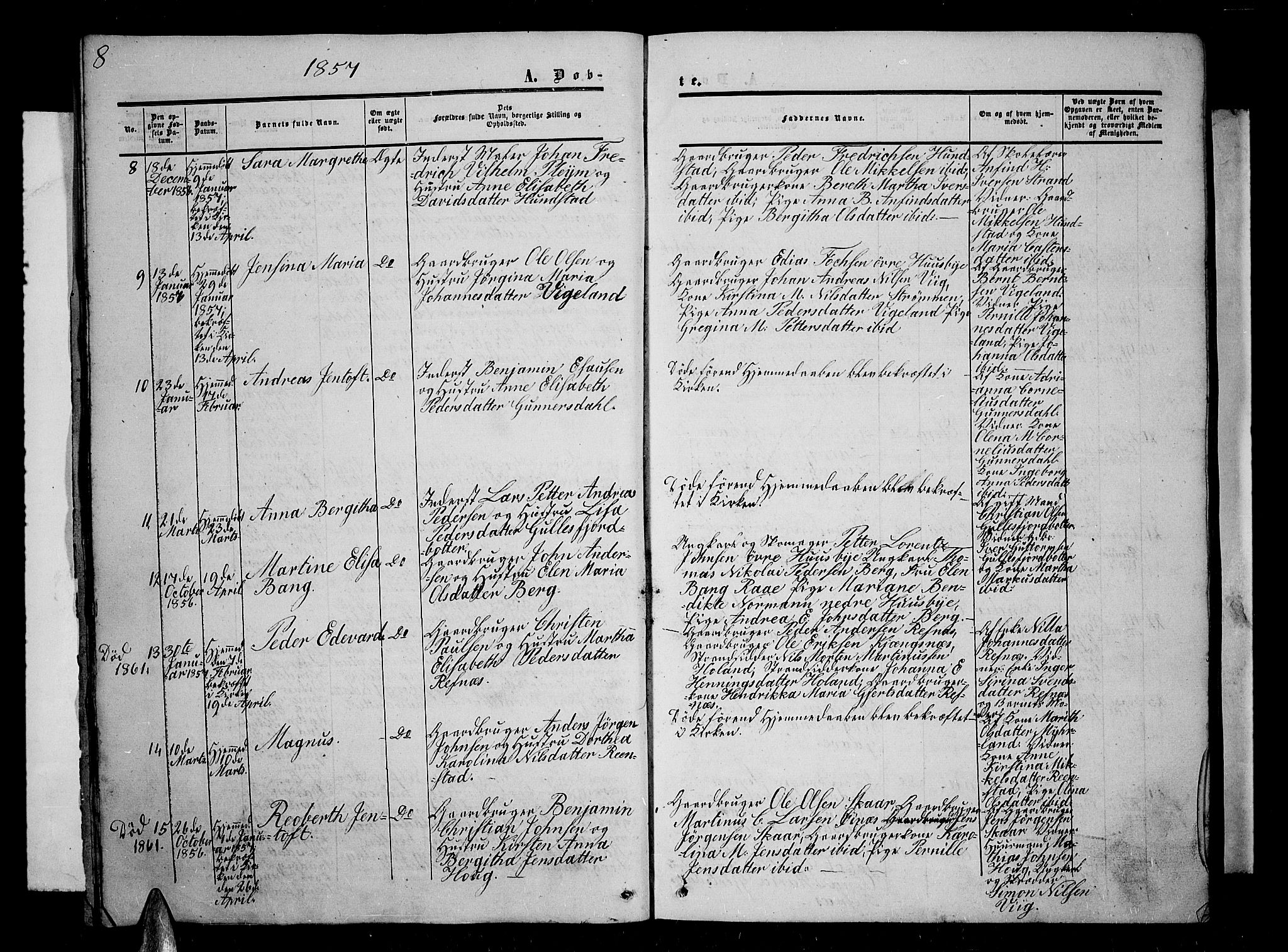 Kvæfjord sokneprestkontor, AV/SATØ-S-1323/G/Ga/Gab/L0003klokker: Klokkerbok nr. 3, 1856-1870, s. 8