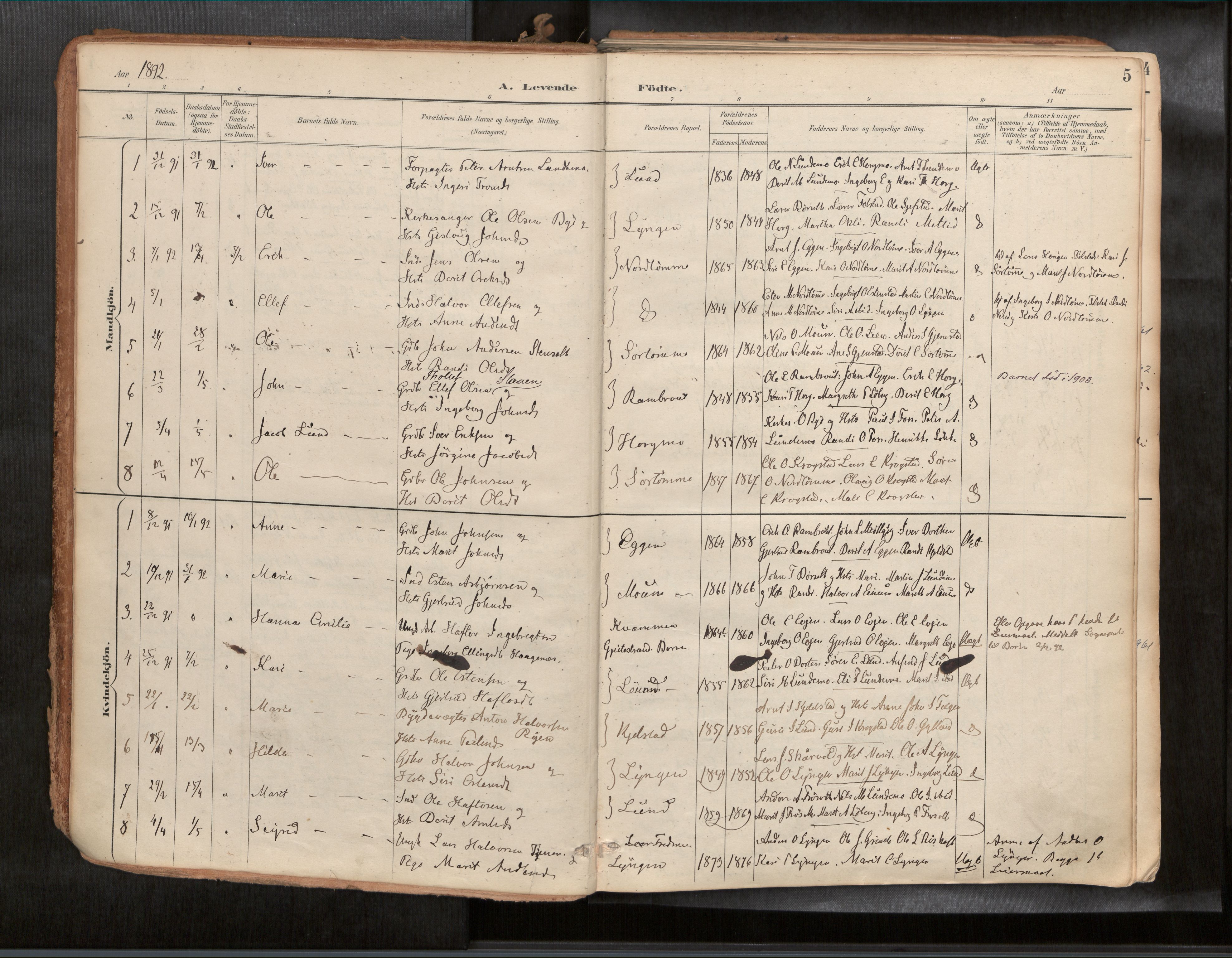 Ministerialprotokoller, klokkerbøker og fødselsregistre - Sør-Trøndelag, AV/SAT-A-1456/692/L1105b: Ministerialbok nr. 692A06, 1891-1934, s. 5