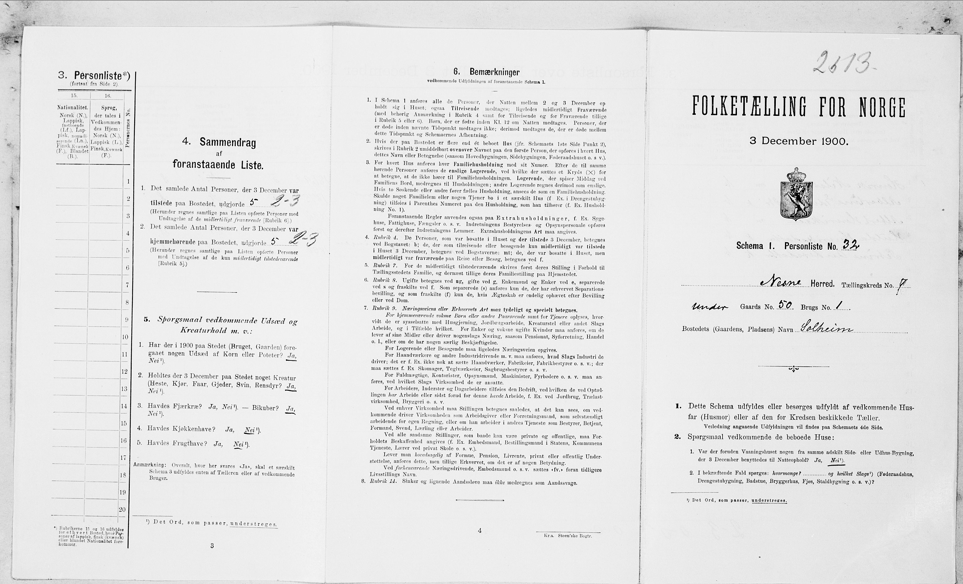 SAT, Folketelling 1900 for 1828 Nesna herred, 1900, s. 626