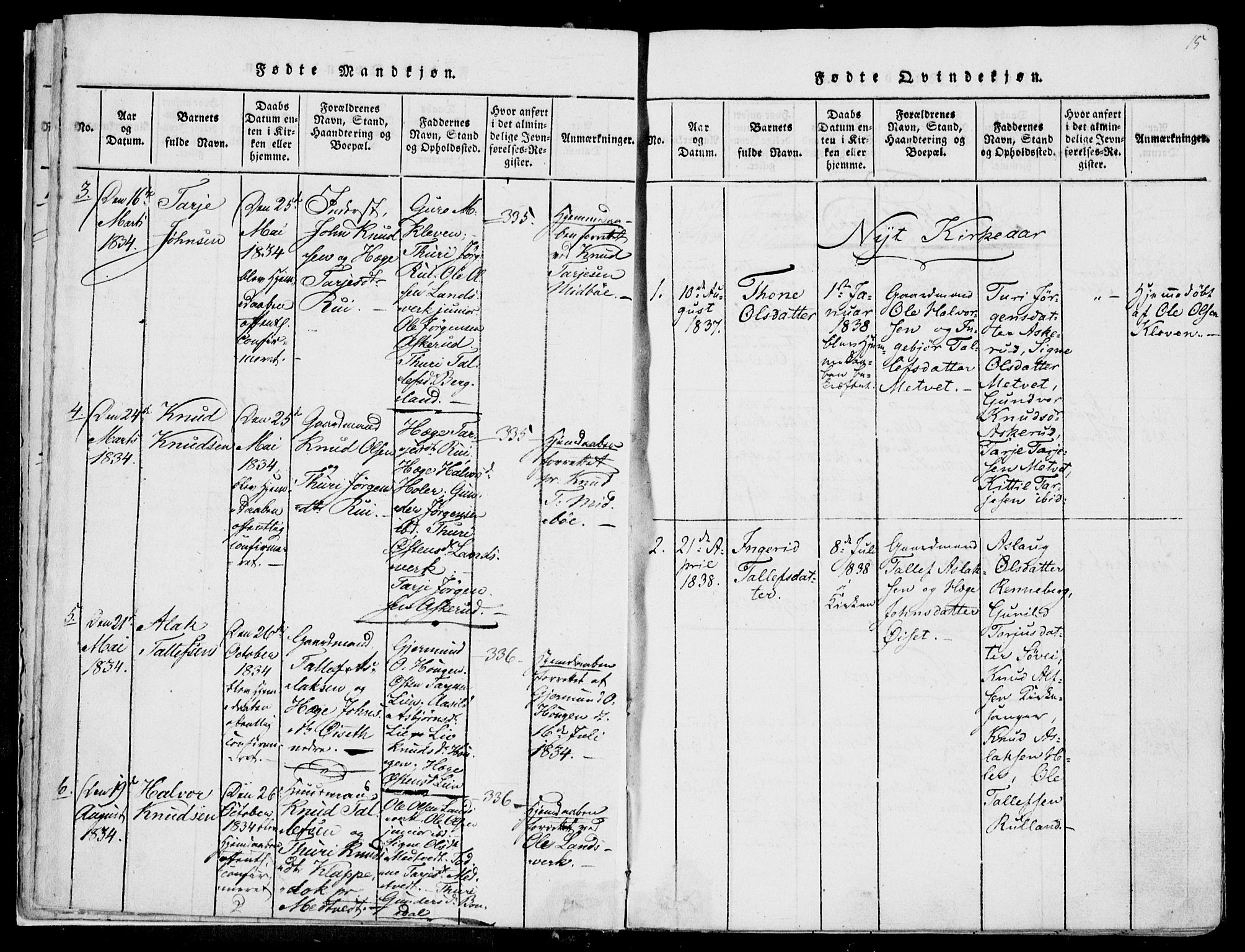 Fyresdal kirkebøker, AV/SAKO-A-263/F/Fa/L0004: Ministerialbok nr. I 4, 1815-1854, s. 15