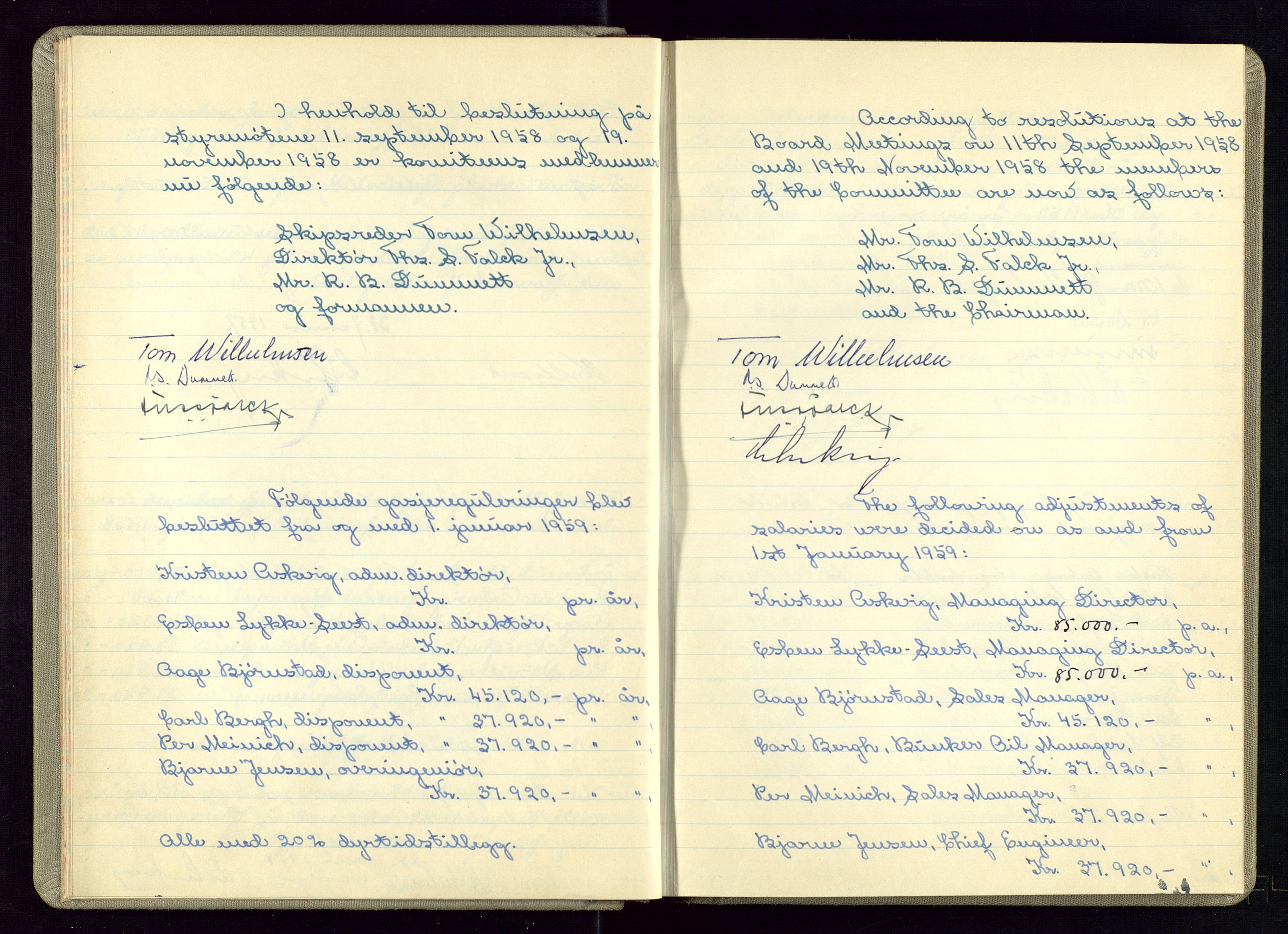 PA 1544 - Norsk Brændselolje A/S, AV/SAST-A-101965/1/A/Ab/L0005/0002: Protokollbok for behandling av gasjer for selskapts seniorfunksjonærer 1951-1975. Styreprotokoll for Norsk Brændselolje A.S Tromsø 1967 / Protokollbok for behandling av gasjer for seniorfunksjonærer, 1951-1975