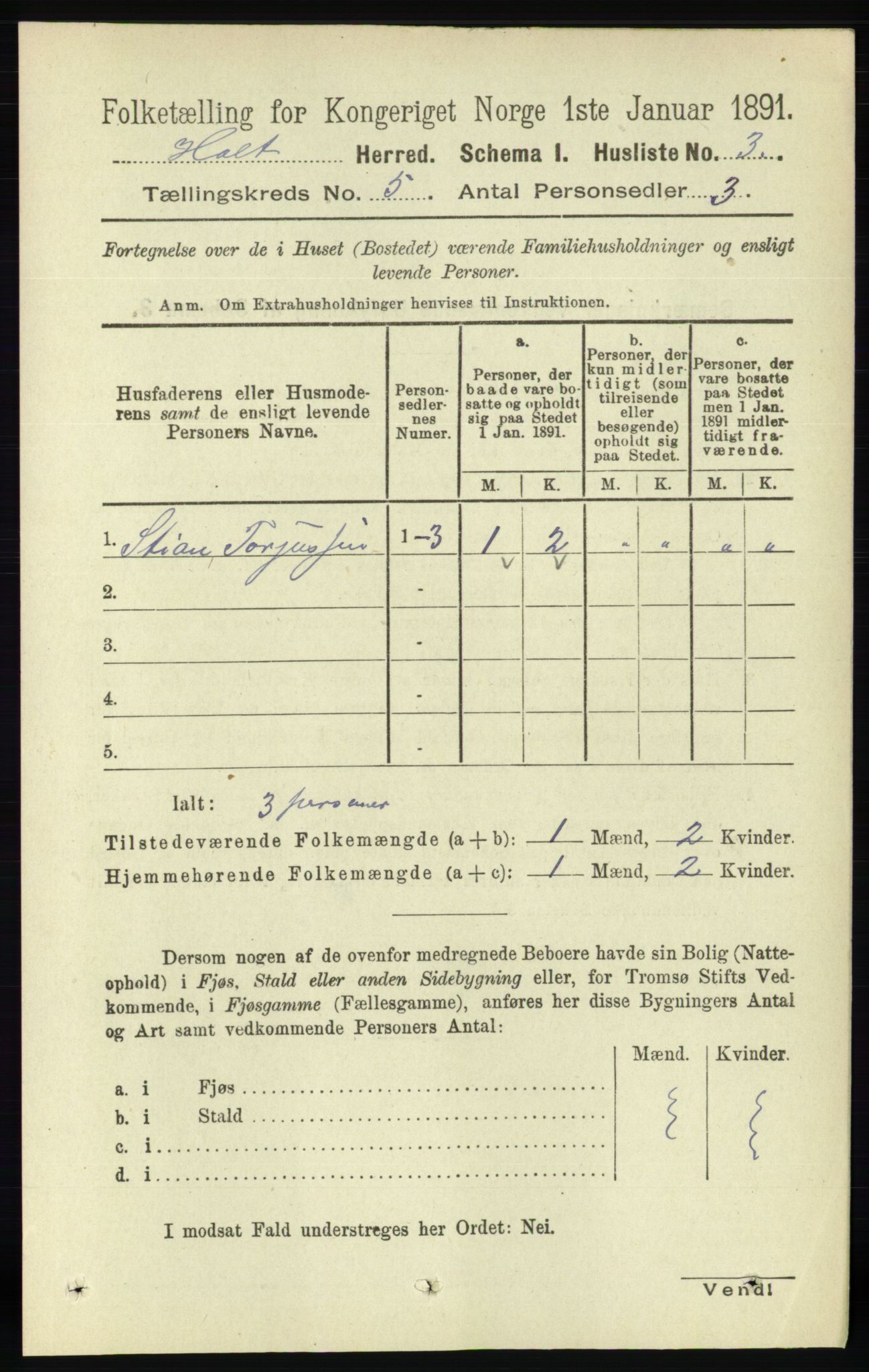 RA, Folketelling 1891 for 0914 Holt herred, 1891, s. 2217