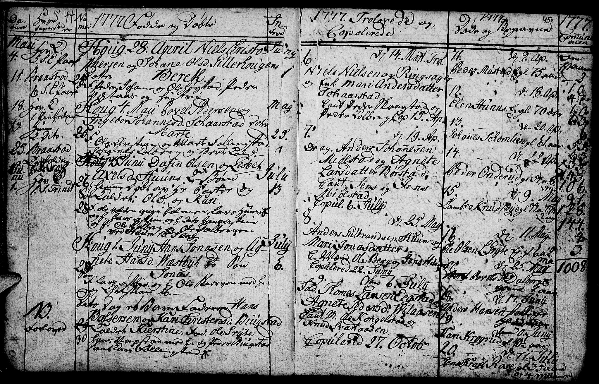 Vardal prestekontor, AV/SAH-PREST-100/H/Ha/Hab/L0001: Klokkerbok nr. 1, 1771-1790, s. 44-45