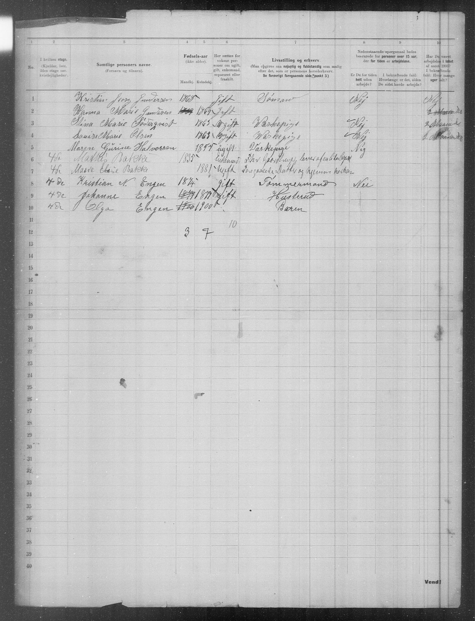 OBA, Kommunal folketelling 31.12.1903 for Kristiania kjøpstad, 1903, s. 3283